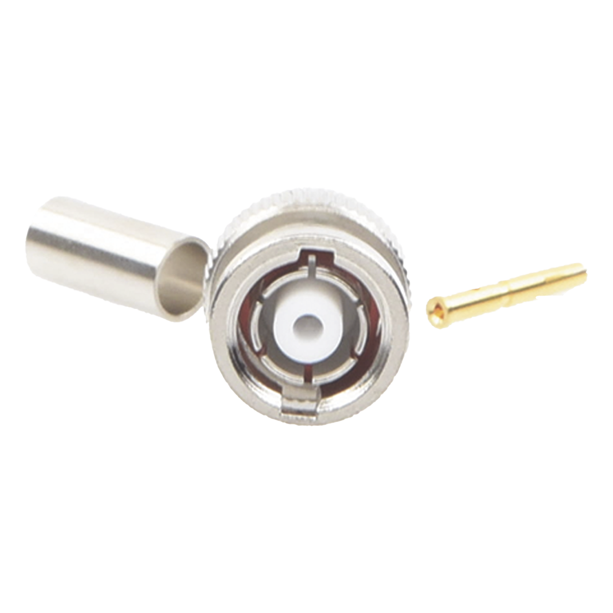 Conector BNC Macho Inverso / Anillo Plegable / Bronce Niquelado / Contacto Oro / Teflón / RG-58/U / RG-142/U