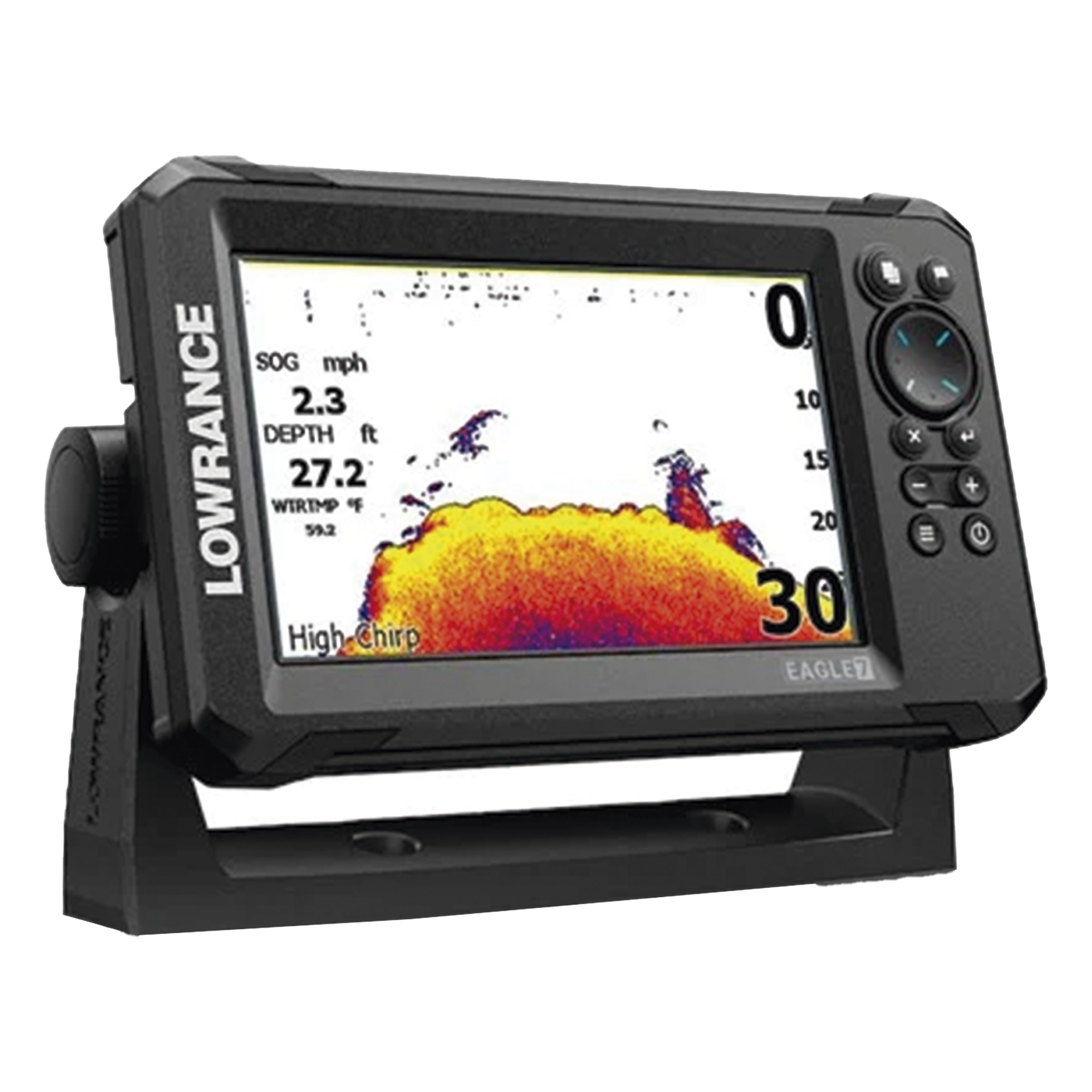 Ecosonda / Pantalla IPS 7 pulgadas / CHIRP + DownScan / 50-200 y 455-800 kHz / 0.67 kg / 8.9 x 5.5 x 3.3 pulgadas
