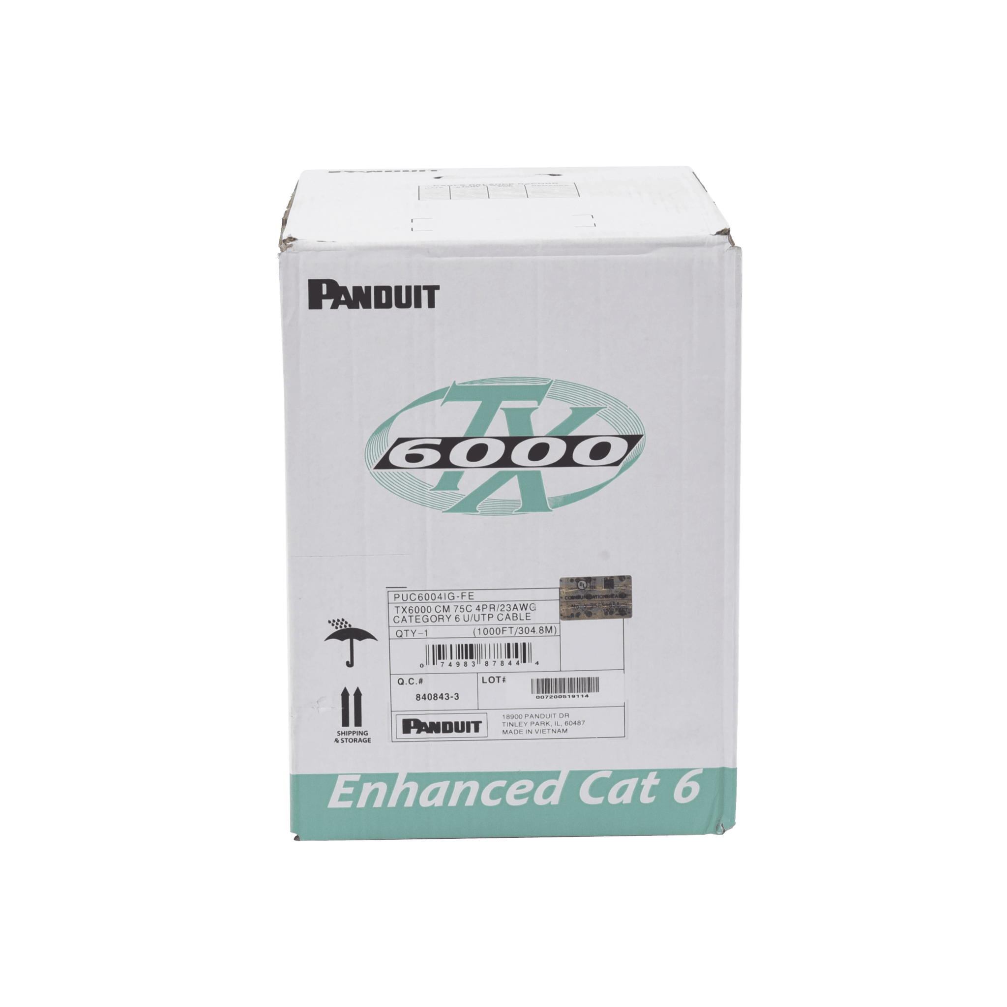 Bobina de Cable UTP 305 Metros (1000 Pies) de Cobre, TX6000? PanNet, Reelex, Gris Internacional, Categoría 6 Mejorado (23 AWG), PVC (CM), de 4 Pares
