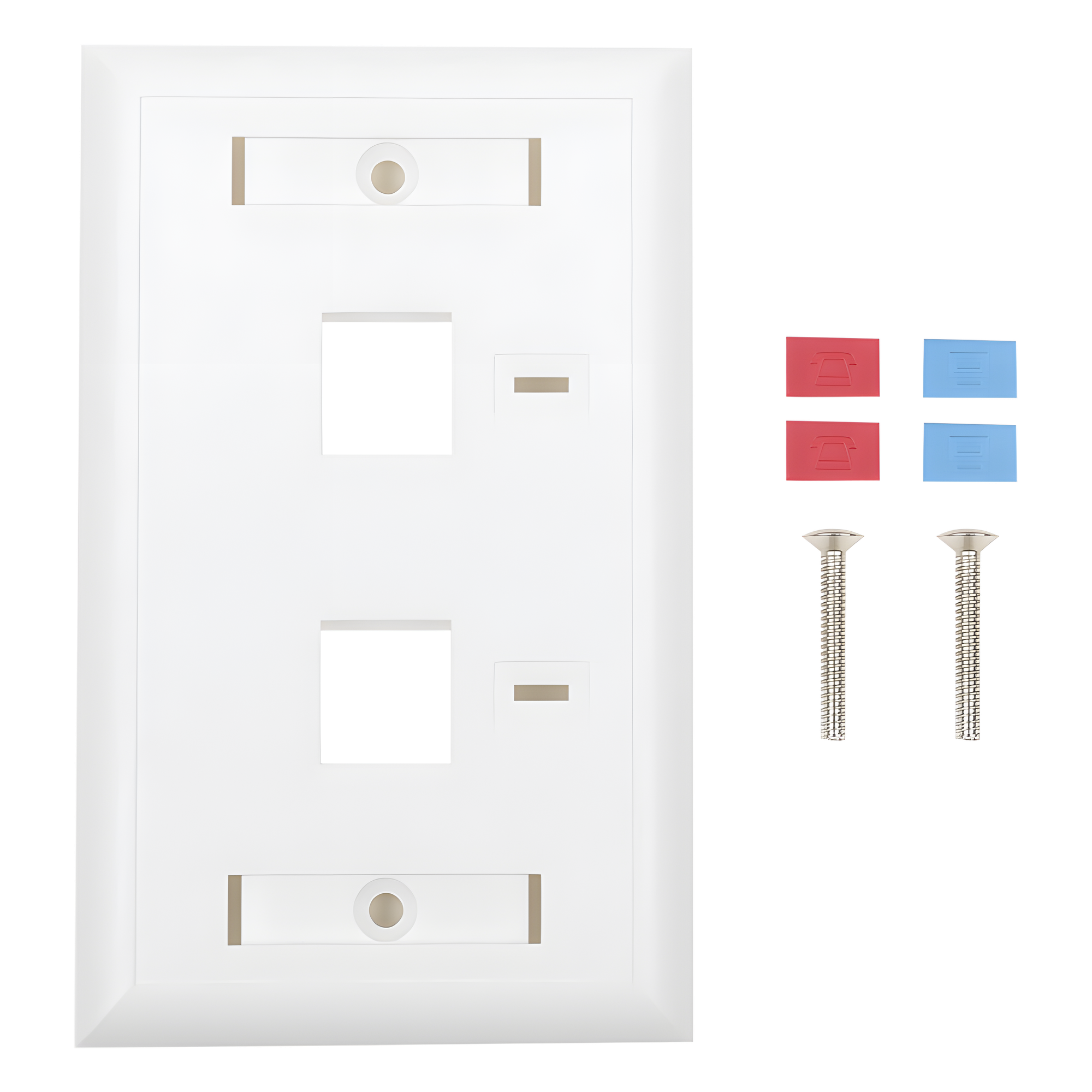 Placa de Pared Keystone / 2 Puertos / Vertical / Policarbonato Retardante de Flama / Espacio para Etiqueta — LINKEDPRO BY EPCOM · SKU LP-FP-22