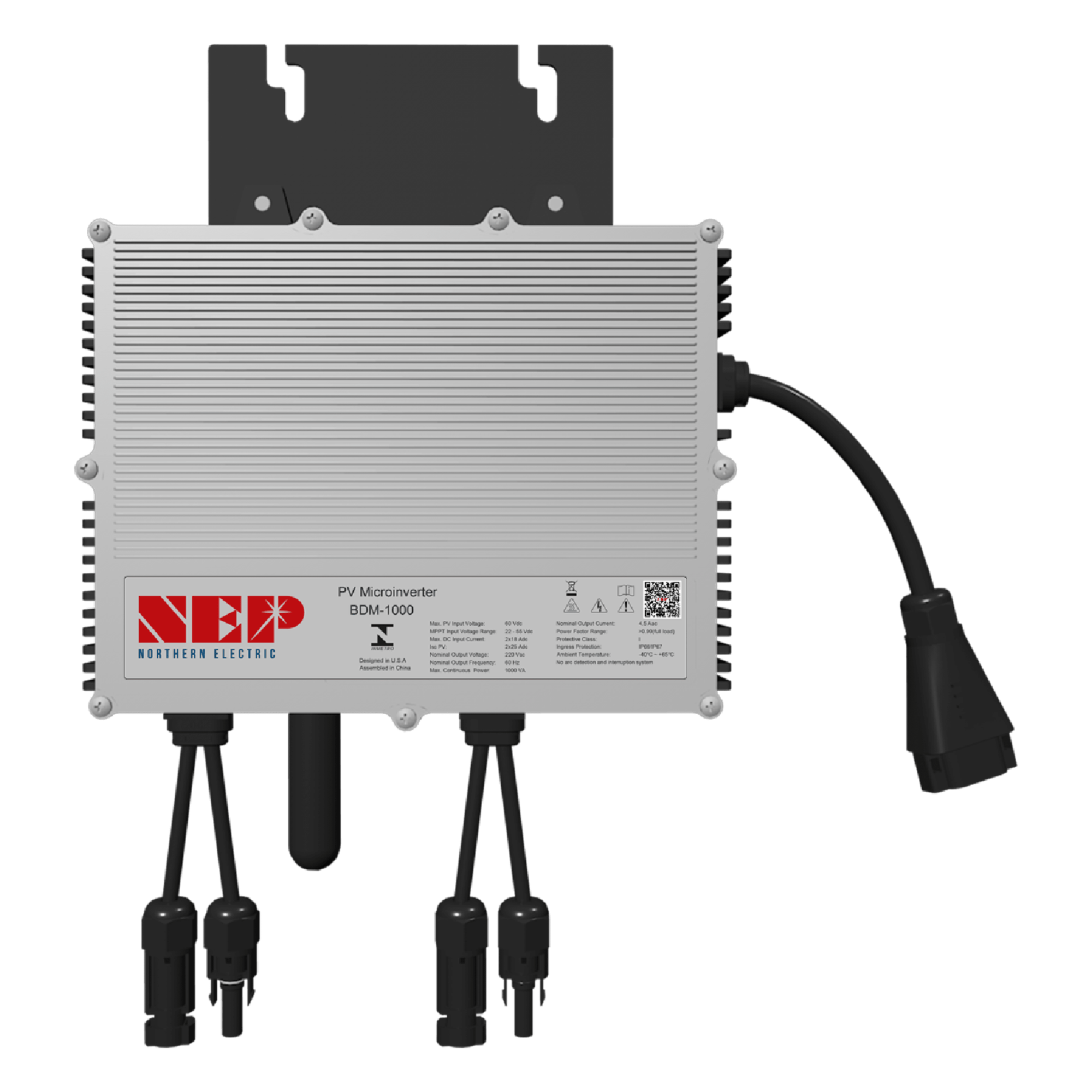 Microinversor Solar / 1000 W / 127 Vca / IP67 / Dual MPPT 22-55 V / Wi-Fi / 2 Entradas 750 W — NEP · SKU BDM1000LV