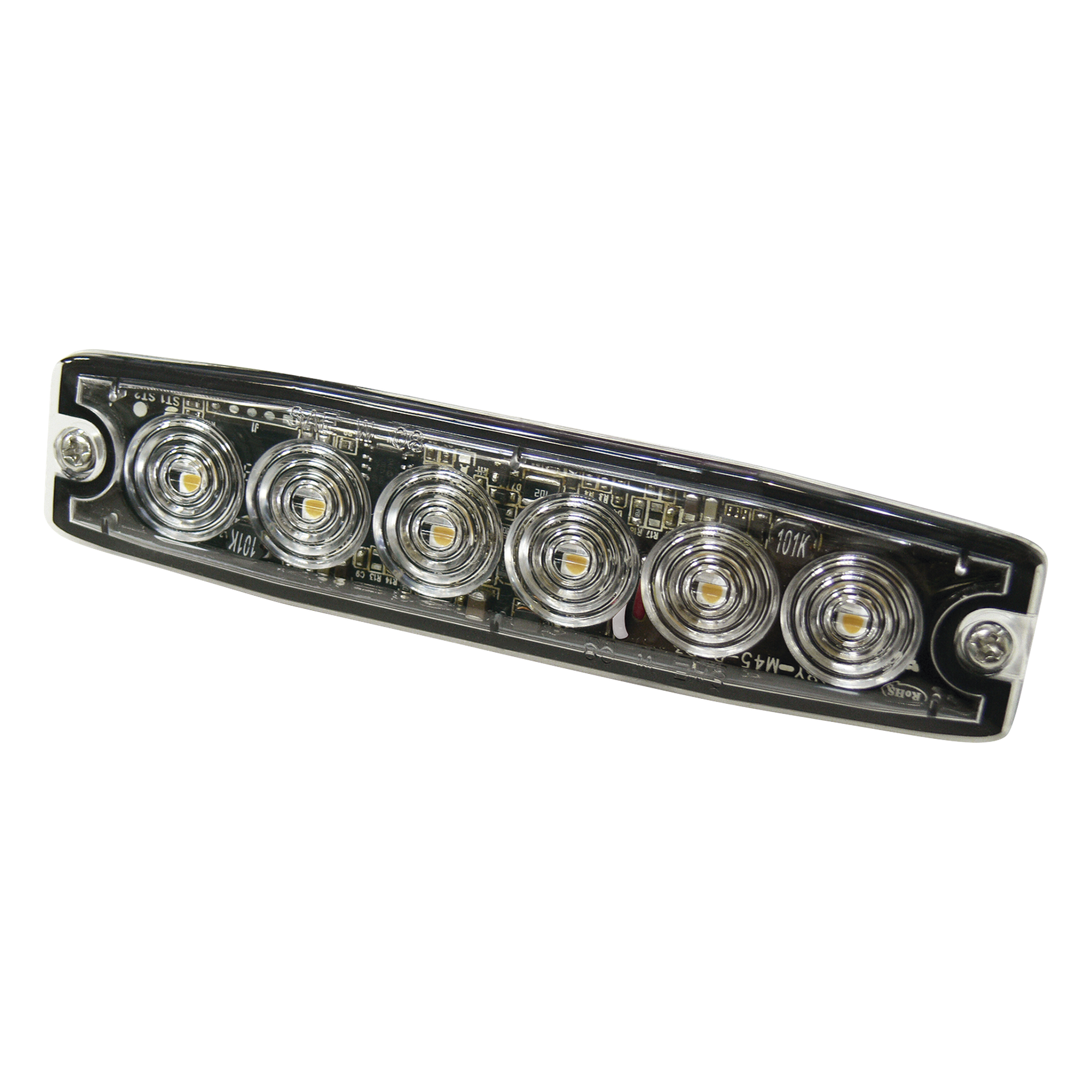 Luz Auxiliar LED / 6 LED / Ámbar / Multivoltaje 12~24 VCD / IP68 / SAE Clase 1 / Perfil Ultra Bajo — SIGNALPRO · SKU SPL6A
