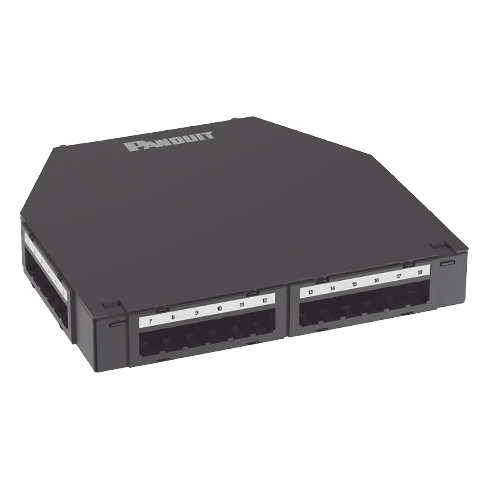 Caja de Consolidación / 24 Puertos Mini-Com / Aluminio / Instalación Piso o Pared / 1.7 in (43 mm) Profundidad Mínima