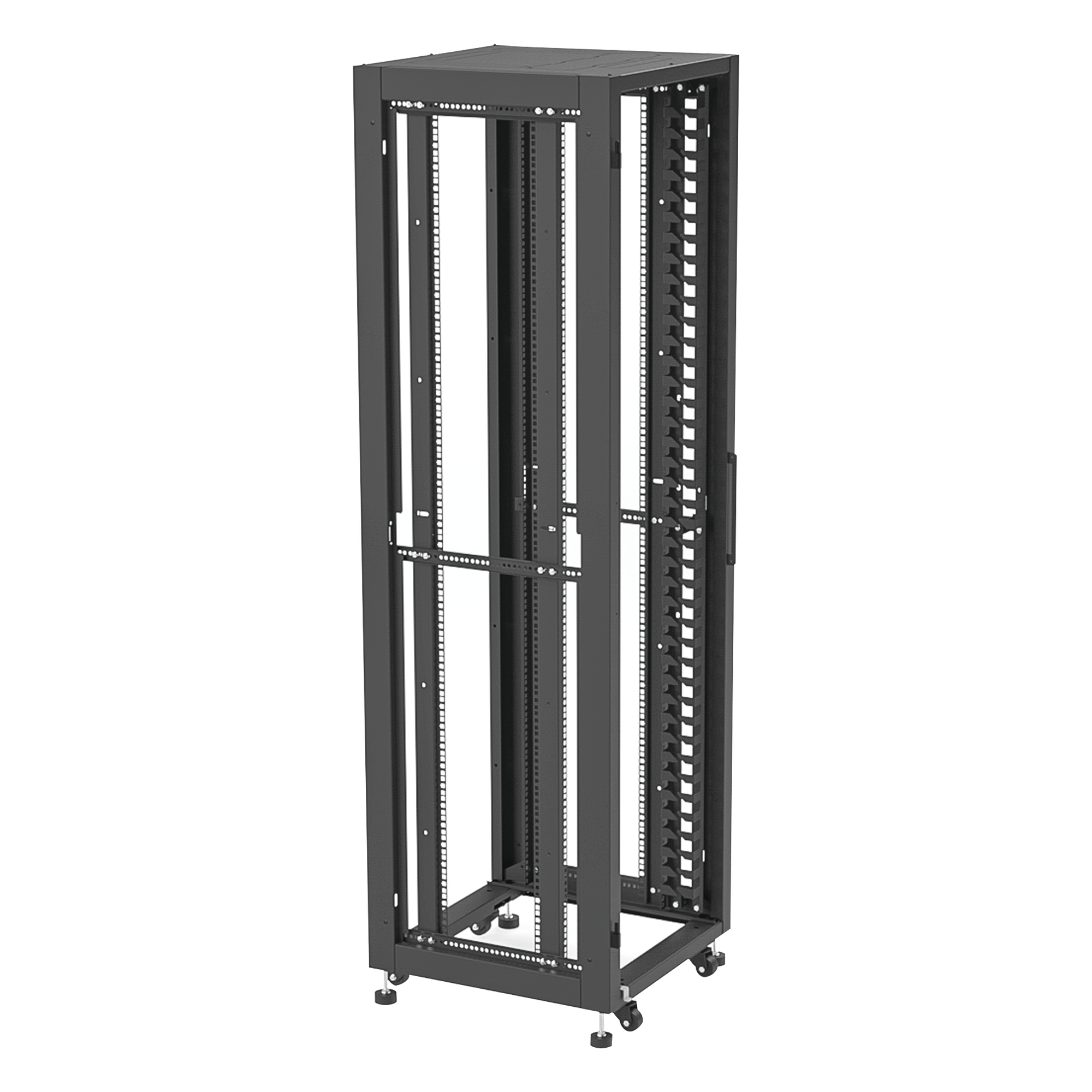 Gabinete Rack 19" / 42UR / 600 x 600 mm / Puerta Seguridad 3 Puntos / Cristal Templado / Laterales Desmontables