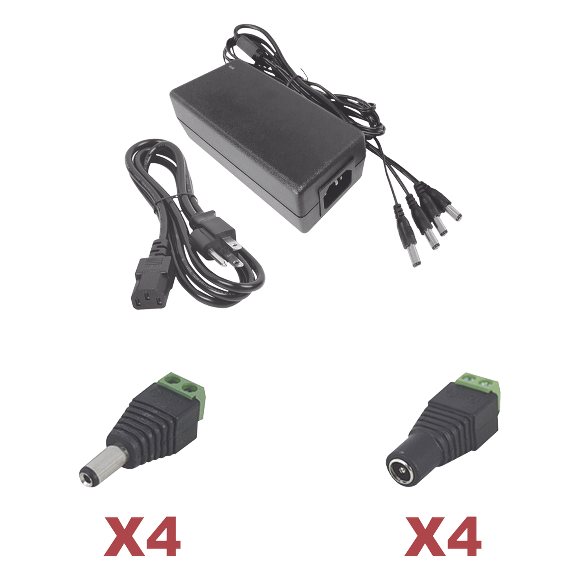 Kit de Fuente de Poder / 12 VCC / 5 A / 4 Canales / 110-220 VCA / 0.38 x 0.20 x 0.11 pies — EPCOM POWERLINE · SKU K2PLK12DC4CH