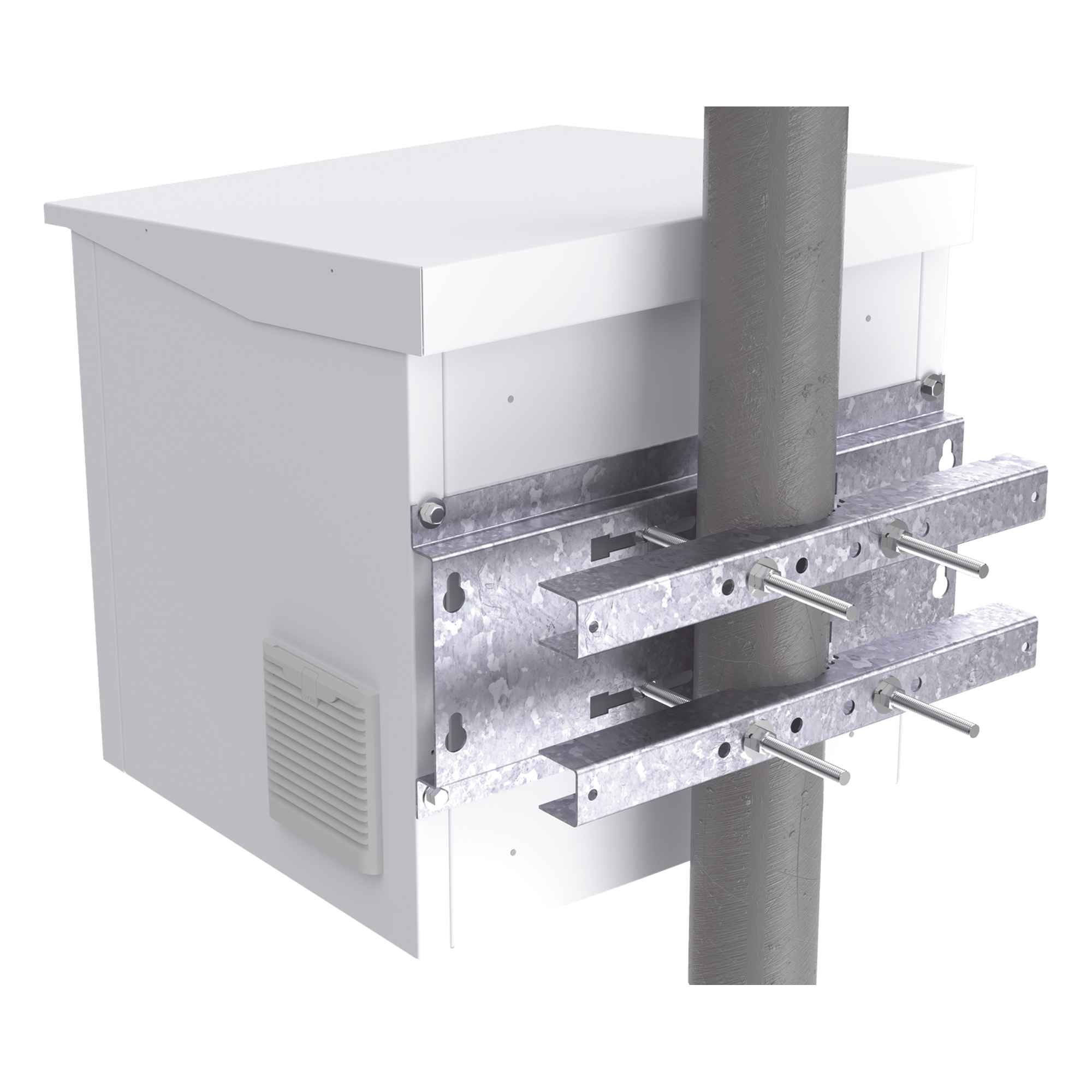Herraje de Fijación / Montaje en Pared, Poste o Torre / Tornillos 250 mm / Compatible con Gabinete 9U