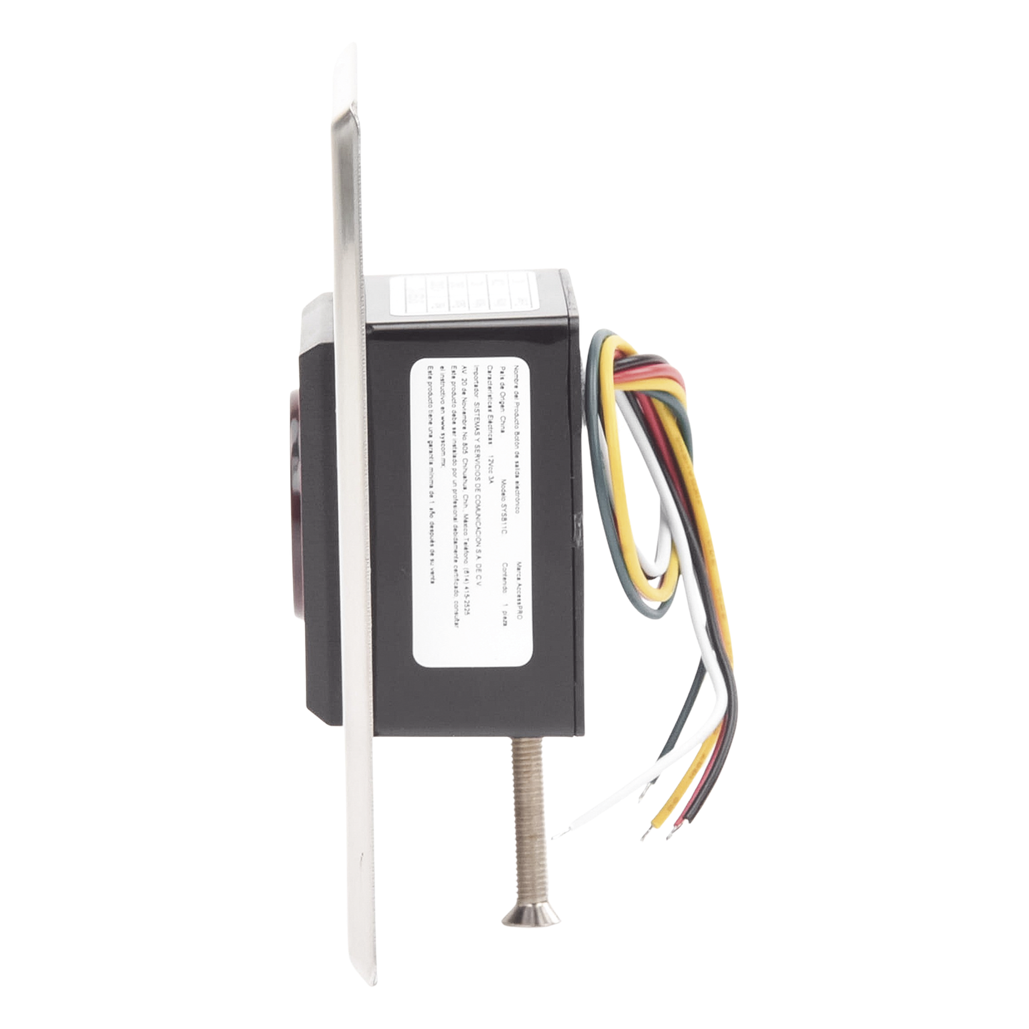 Botón de Salida Sin Contacto / Detección IR 1 a 10 cm / Salida Relé NC/NO/COM / IP55 / Alimentación 12 VCC