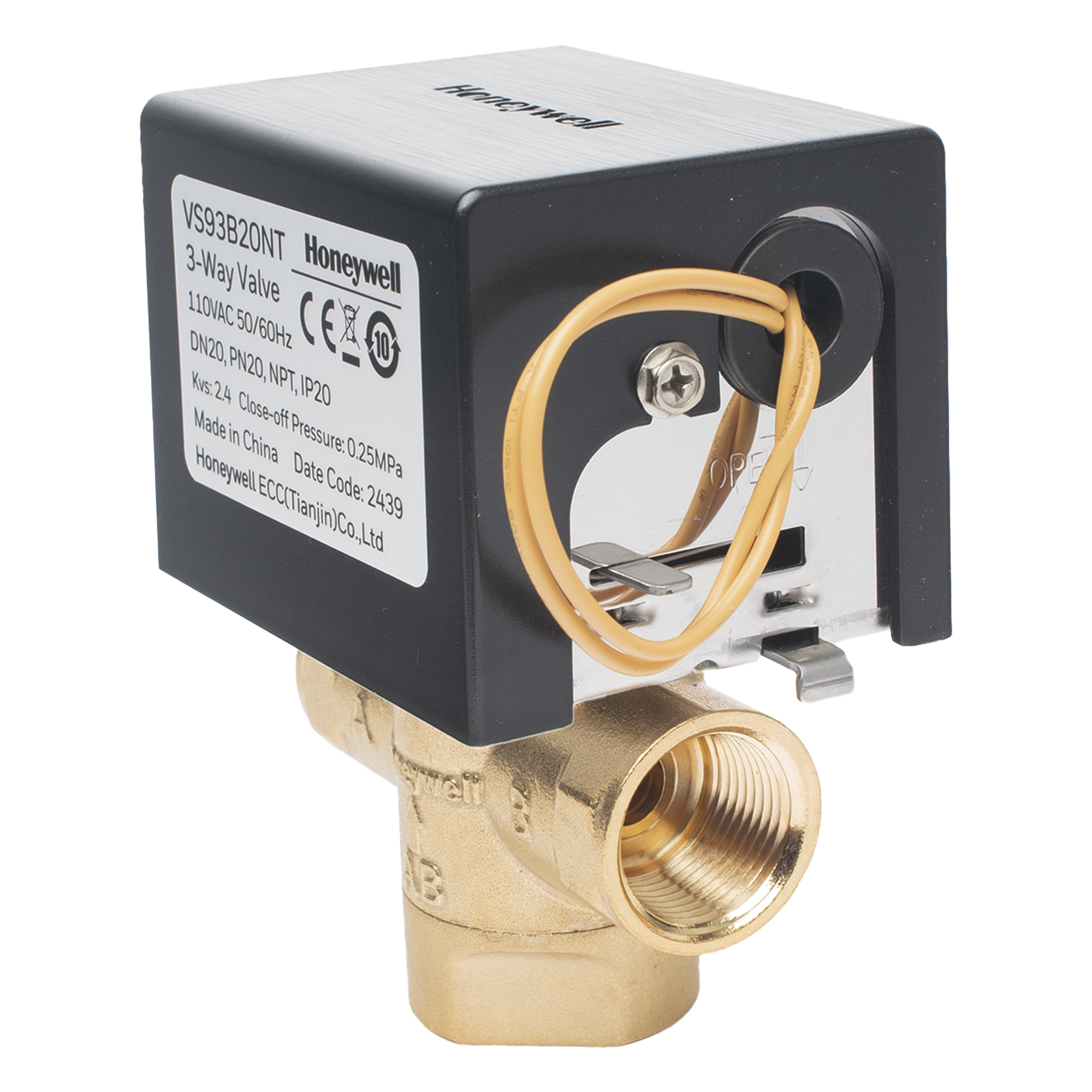 Válvula de Control Eléctrica 3 Vías / Fancoil / Retorno por Resorte NC / 110 V CA / DN20 (3/4") NPT / PN20 / On/Off