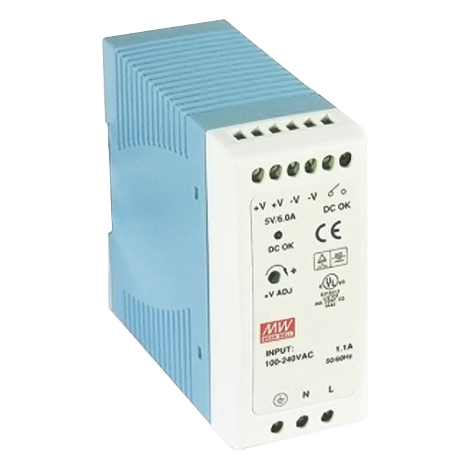 Fuente de Poder Riel DIN / 12VCC / 40W / Entrada Universal 85-264VAC / 1.57 x 3.54 x 3.94 in — MEANWELL · SKU MDR-40-12