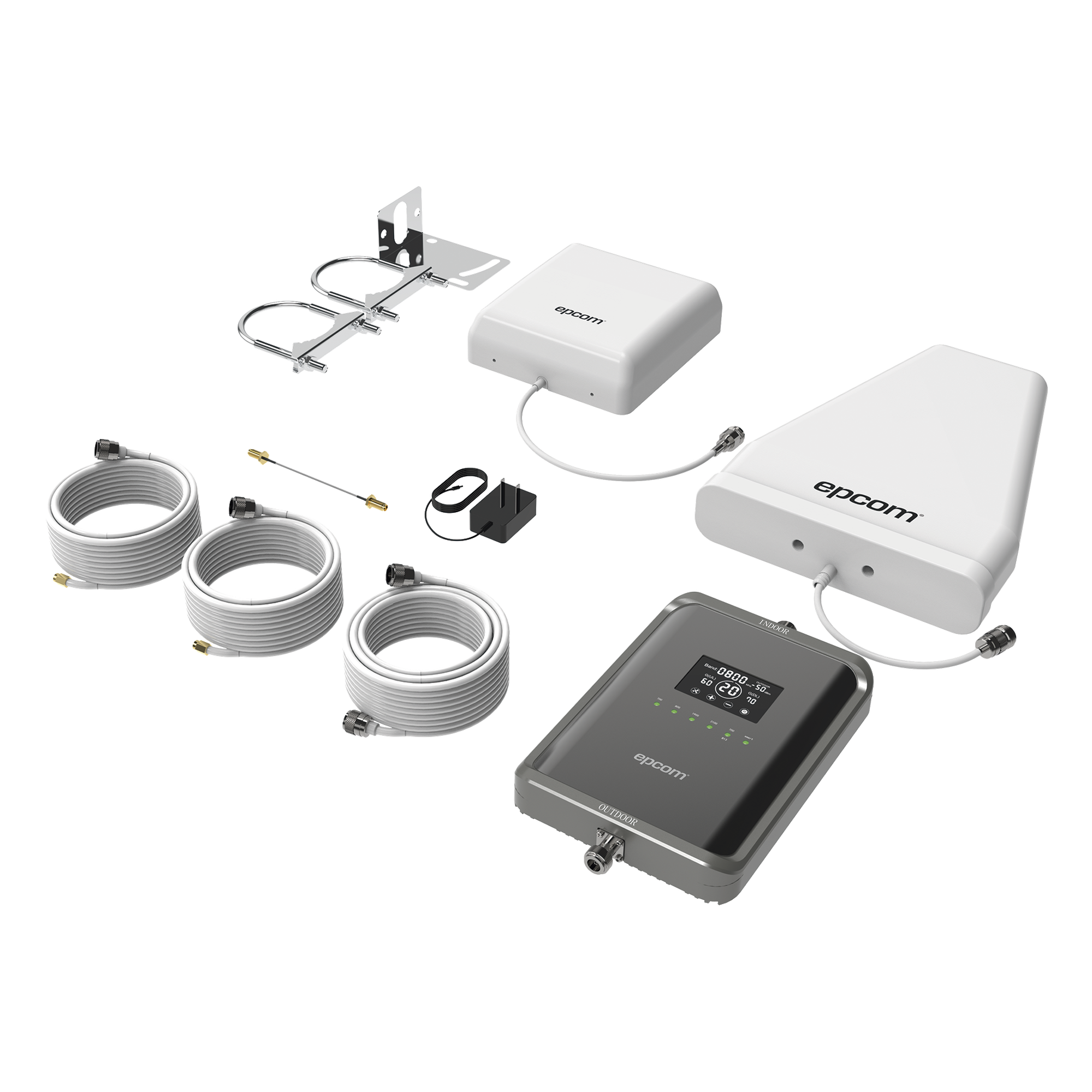 Kit Amplificador de Señal Celular 2G, 3G, 4G y 5G / Mejora llamadas convencionales y VoLTE / Amplifica señal de TELCEL, AT&T, MOVISTAR, BAIT,DiRi y más / Cubre hasta 300 m² con una antena y hasta 600 m² con 2 antenas.