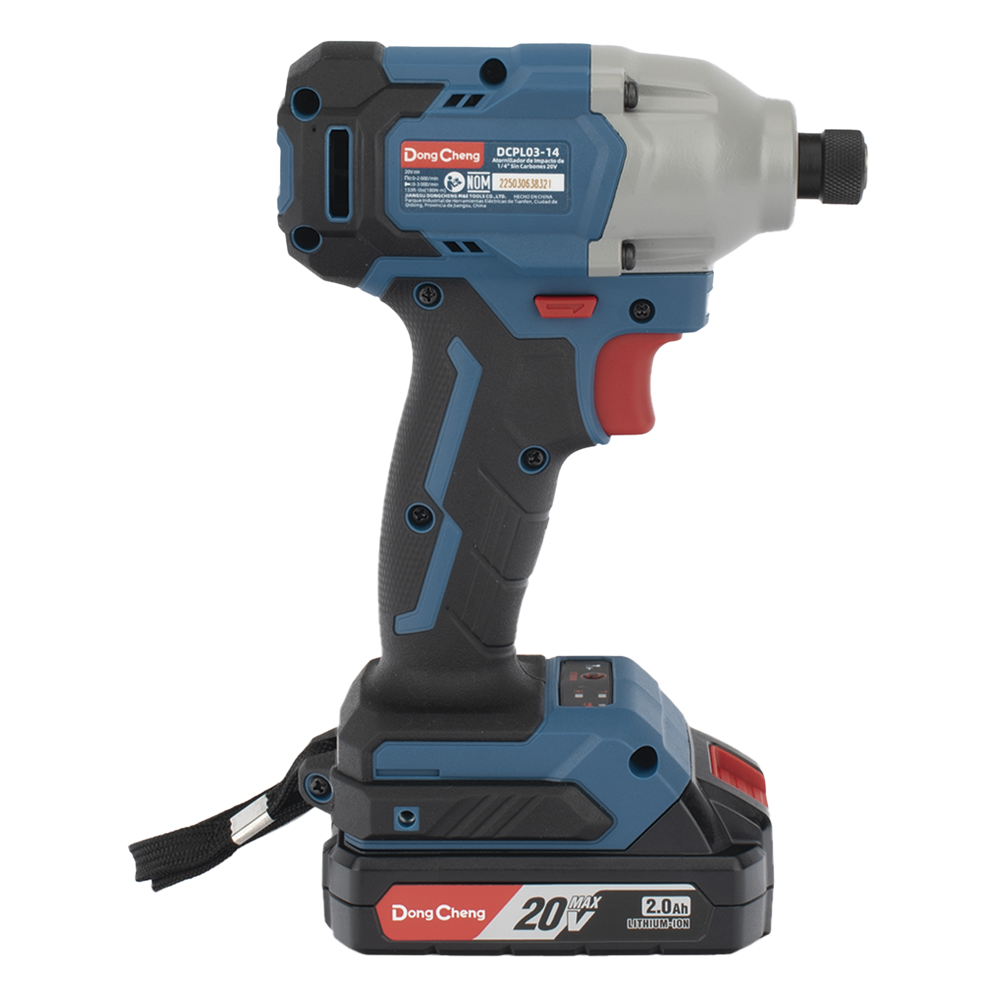 Atornillador de Impacto Inalámbrico / 20V / Brushless / 1/4 in Hexagonal / 90-180 Nm / 2 Velocidades 0-2000 rpm / 1.6 kg