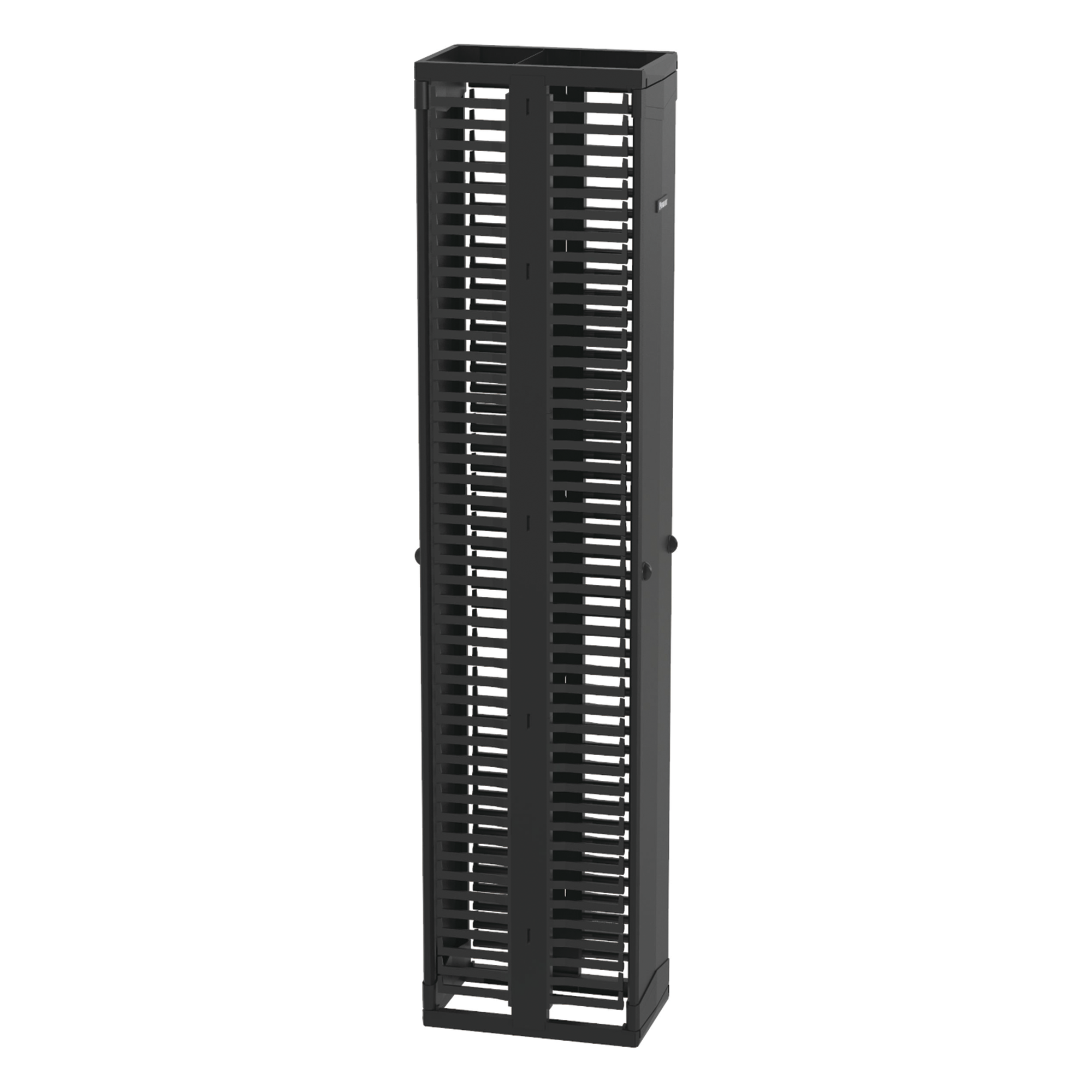 Organizador de Cable Vertical Doble / 45 Espacios Rack 19" / 12in (304.8 mm) Ancho / Tapas de Acero / Dedos ABS / Push-to-Close / 2 y 4 Postes