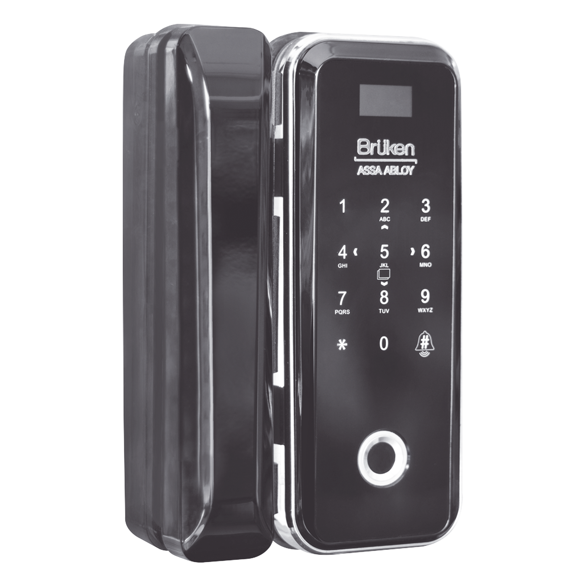 Cerrojo Electrónico / Lector de Huella / Tarjeta y Teclado / 99 Usuarios / Puerta Vidrio 12 mm / Batería AA — BRUKEN ASSA ABLOY · SKU BRK3550