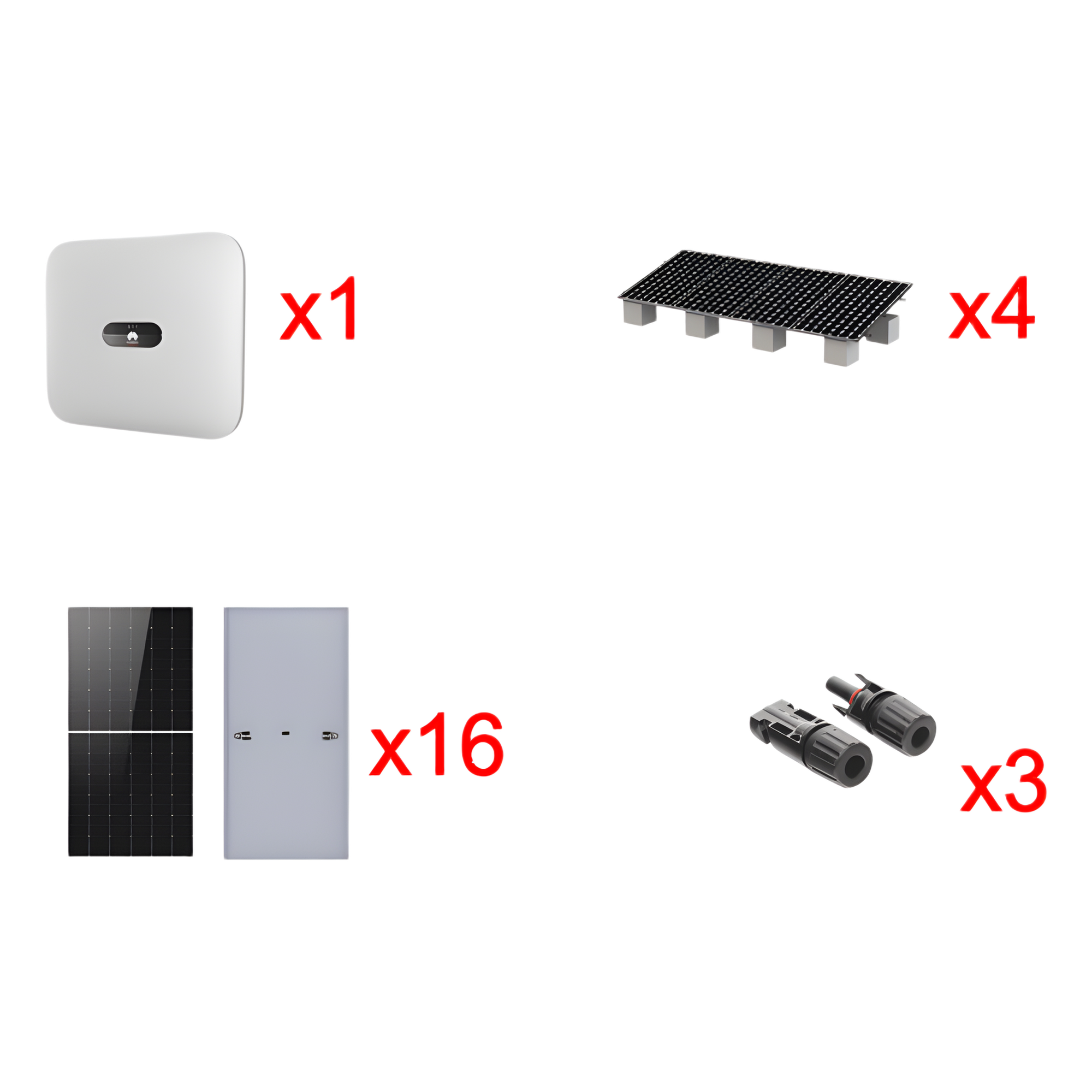 Kit Solar de Interconexión / 10 kW / 220 Vca / Eficiencia 98.40% / 16 Módulos 645W / Montaje para 4 Módulos — HUAWEI FUSIONSOLAR · SKU SUN200010KLKIT