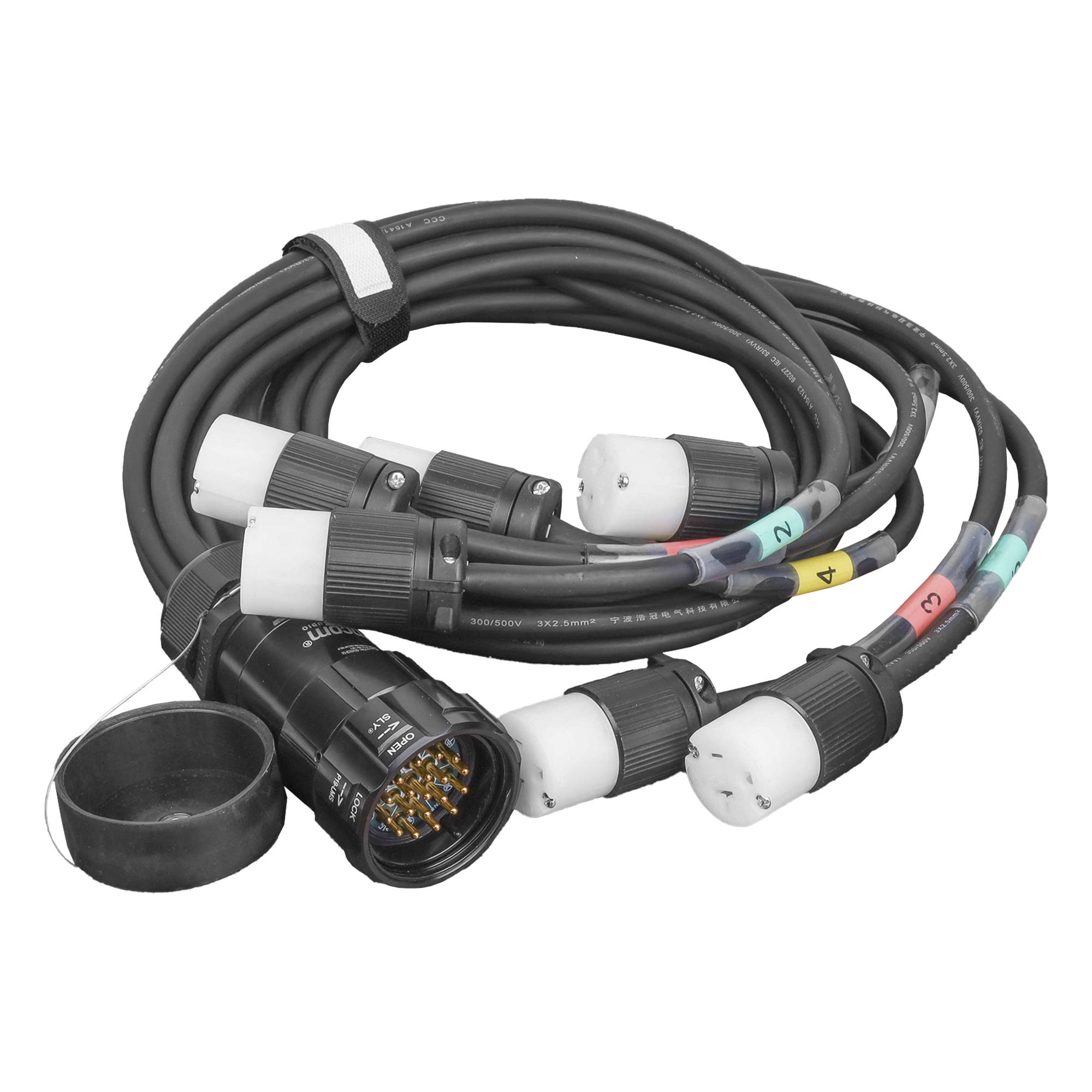Cable de Distribución de Potencia / Socapex a 6 Tomas Edison / 20A 125V / 3 Conductores 14 AWG / Hule Flexible — EPCOM PROAUDIO · SKU EPSOCEFO