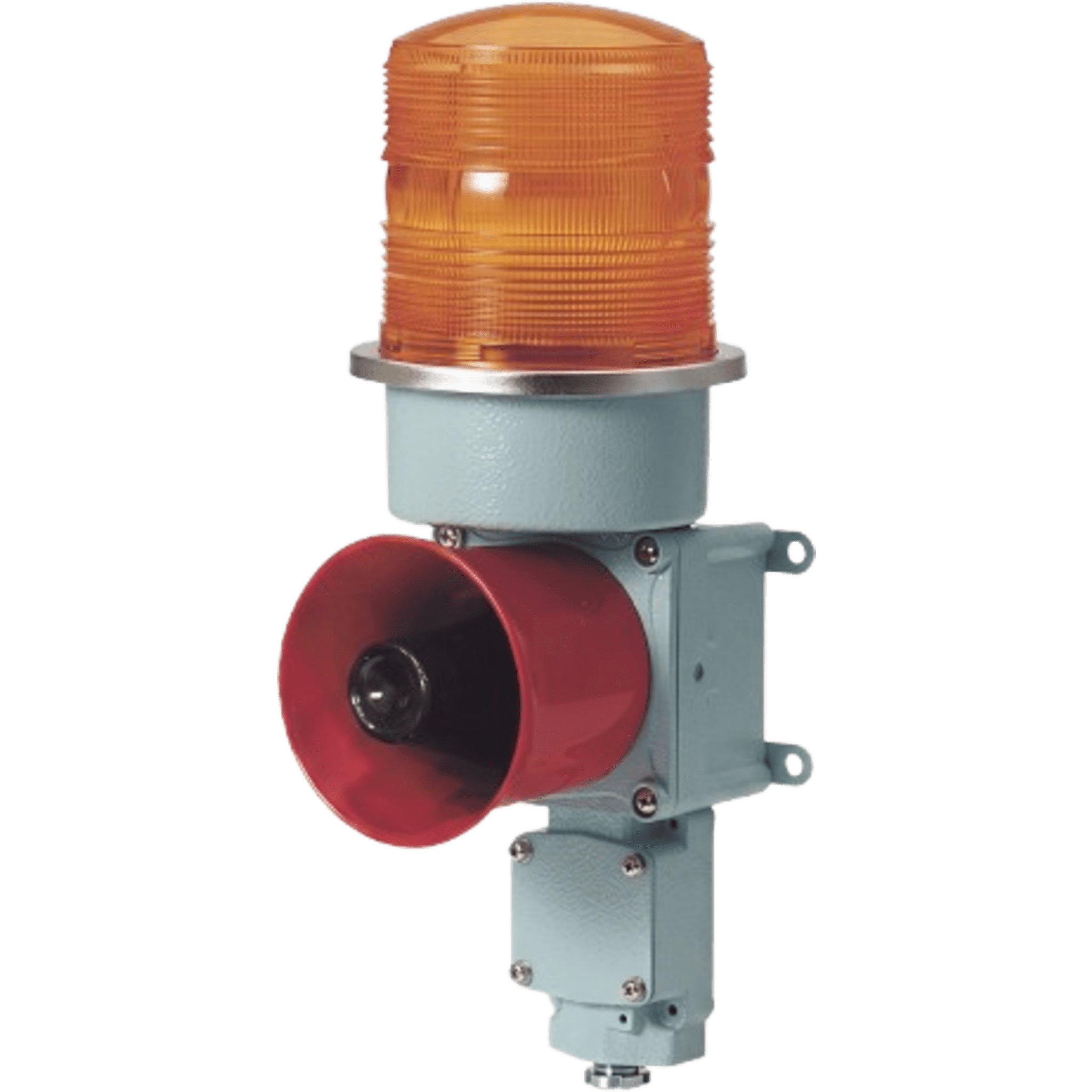 Combinación de Señalización Visual y Acústica / LED Giratoria / 5 Tonos de Advertencia / 120 dB / IP66 / -30°C a +50°C / AC120V / Ámbar / Aluminio / Marítimo e Industrial — QLIGHT · SKU SDL-WS-120-A