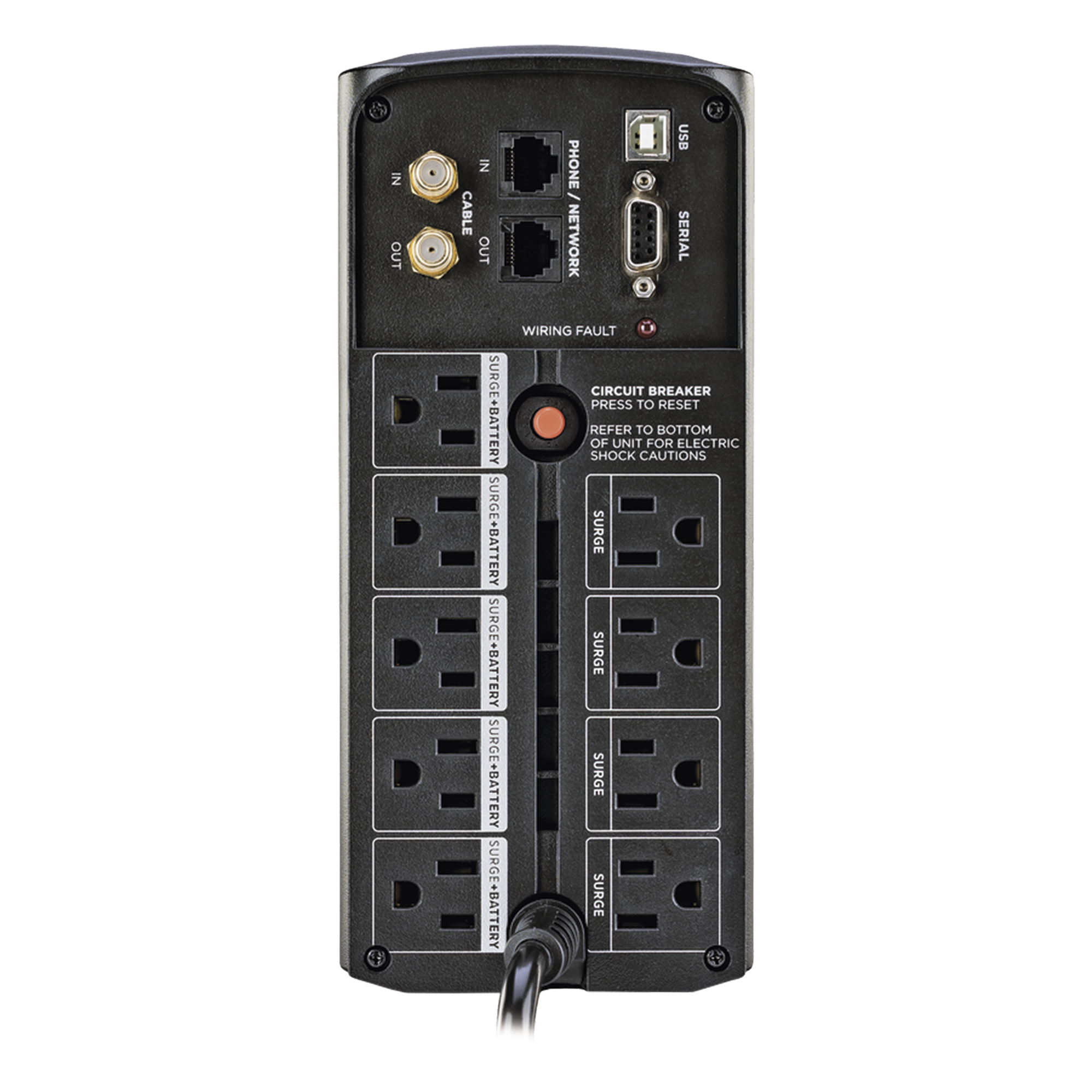 UPS de 1000 VA / 600 W / Topología Línea Interactiva / 9 Tomas NEMA 5-15R / AVR / Pantalla LCD / Supresión 1080 J