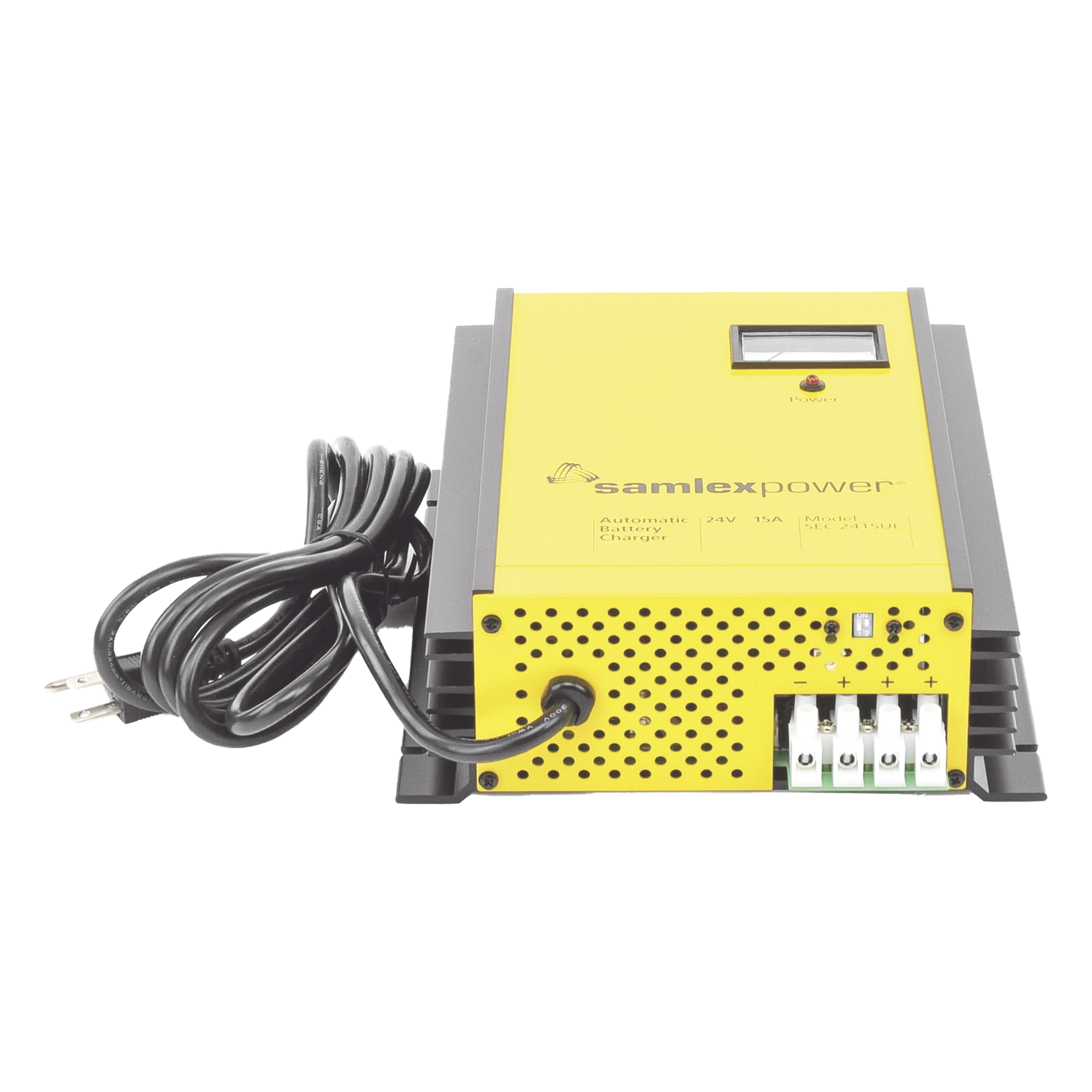 Cargador de Baterías Industrial / 24 VCC / 15 A / Baterías 100 a 200 Ah / Entrada Dual 120/220 VCA / Operación Automática — SAMLEX · SKU SEC-2415-UL