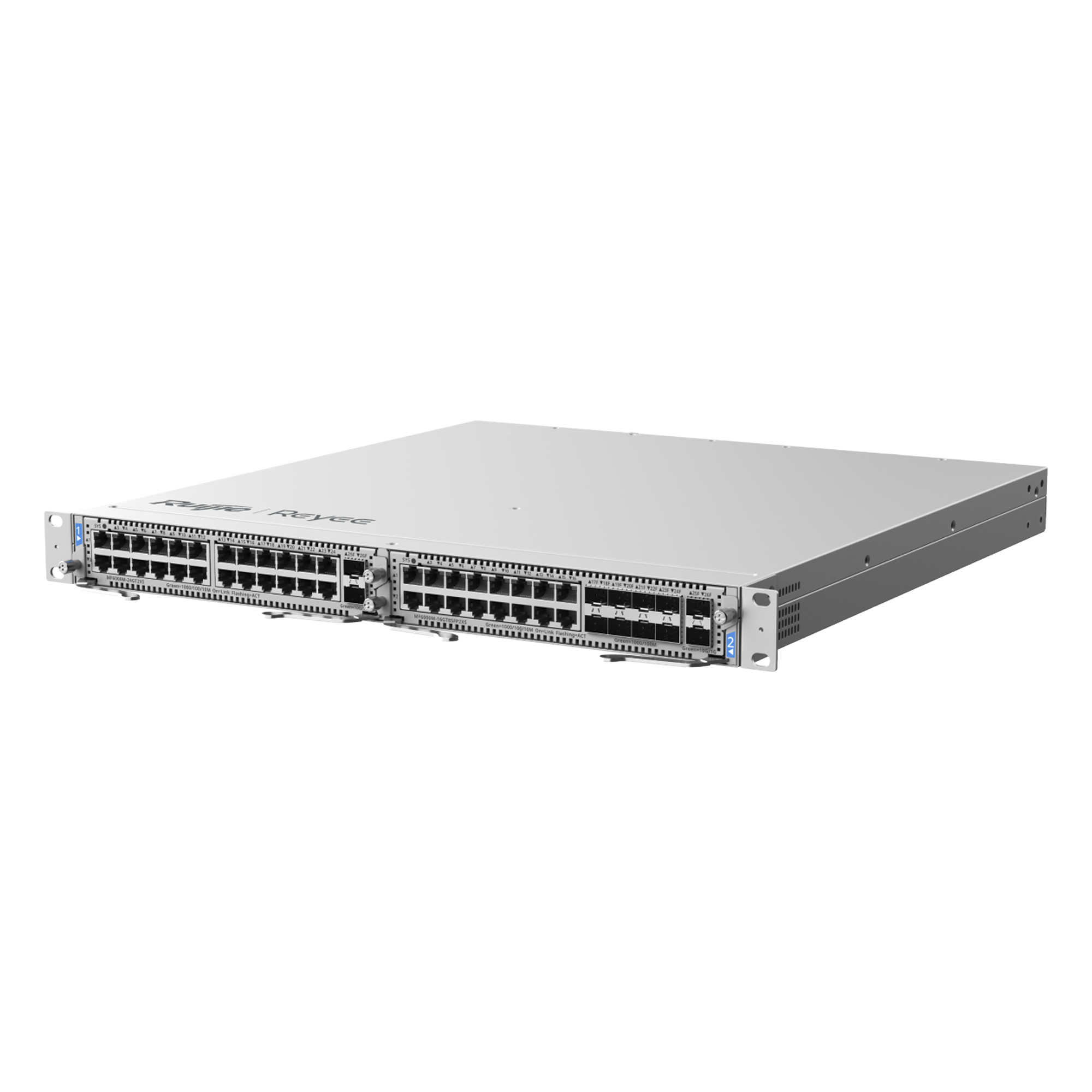 OLT/Switch Híbrido Capa 3 / 216 Gbps / 132 Mpps / 320 ONUs PON / 6 kV Surge / 4094 VLANs / 17.40 x 18.11 x 1.73 in — RUIJIE · SKU RG-NBF6002M