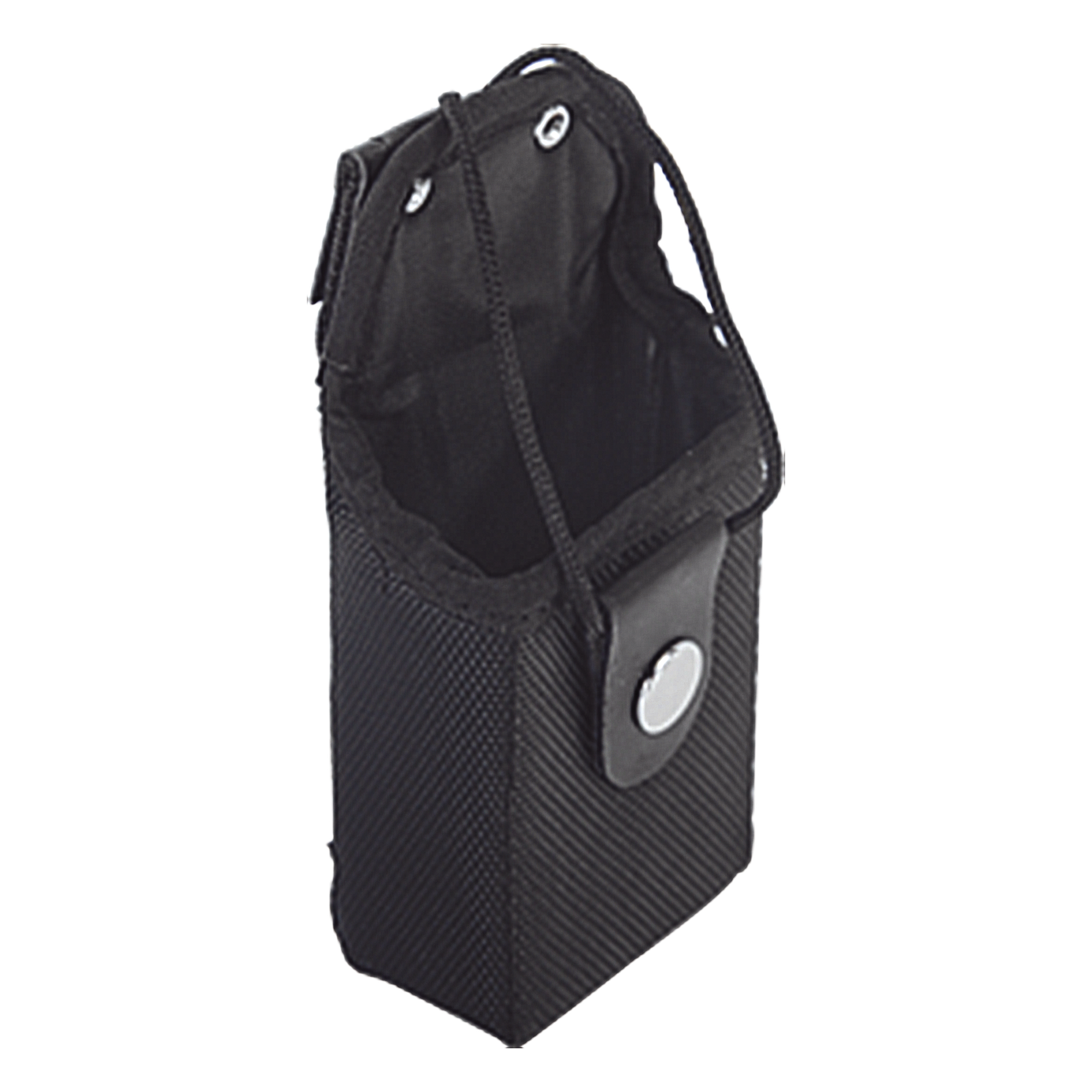 Funda de Nylon Reforzada para Radio / Broche Frontal / Forro de Vinilo Resistente a Baterías / Zona Abierta PTT y Audio / 58 x 85 x 37 mm — SYSCOM · SKU KFSM-PRO