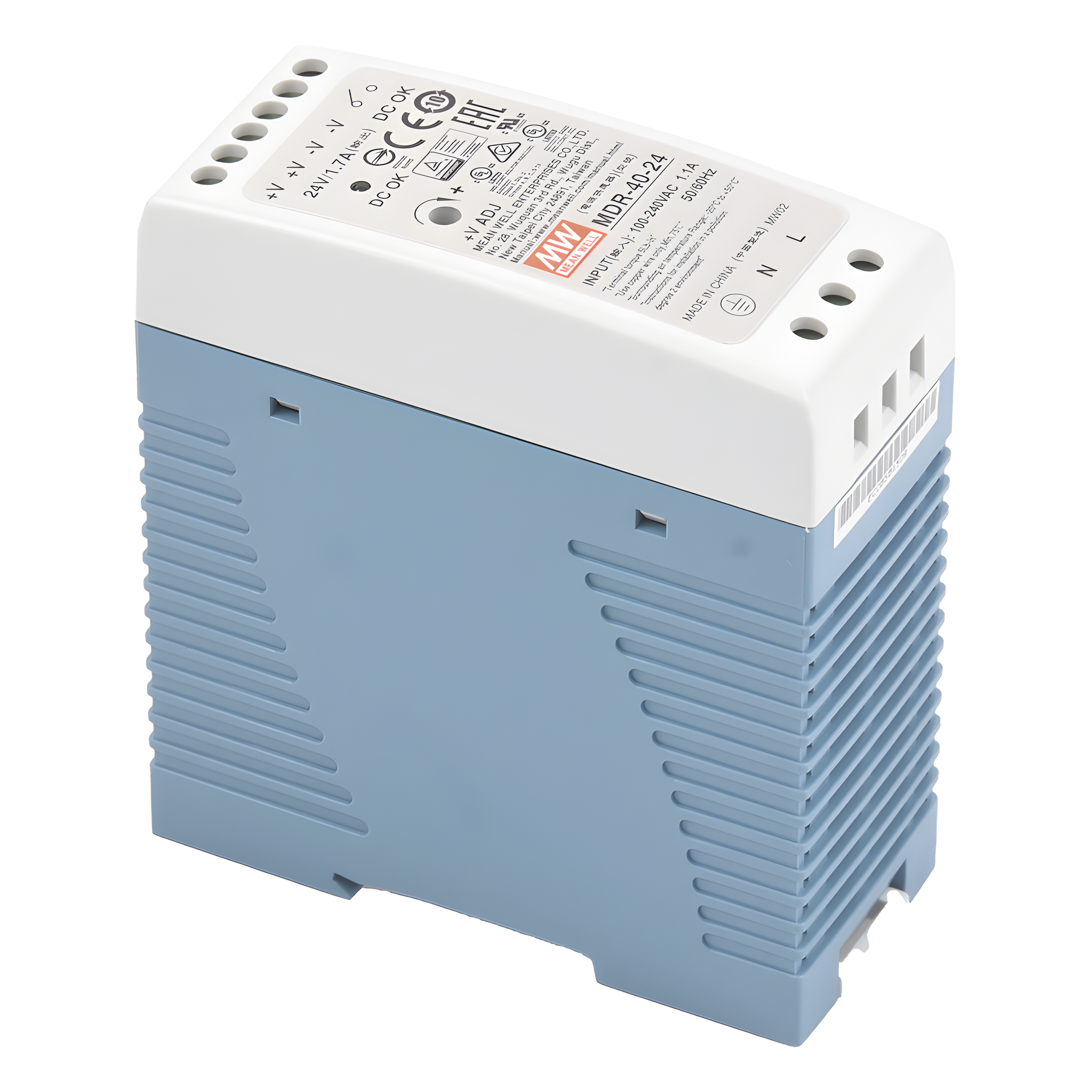 Fuente de poder Industrial / Riel DIN / 24 VCC / 40 W / 85-264 VCA / 1.7 A / 40 x 90 x 100 mm (1.57 x 3.54 x 3.94 in)