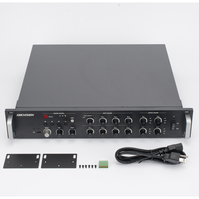 Amplificador de Red |  4 Zonas de 250W | 100V/70v | Calendarización de eventos | Biblioteca de Materiales de Audio | Entrada de Alarma | Hik-Connect /Hikcentral profesional 