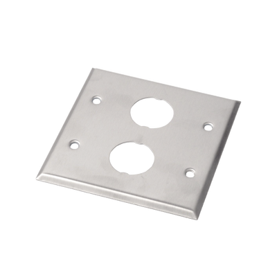 Placa de Pared Doble IndustrialNet?, Para 2 Conectores Industriales, de Acero Inoxidable