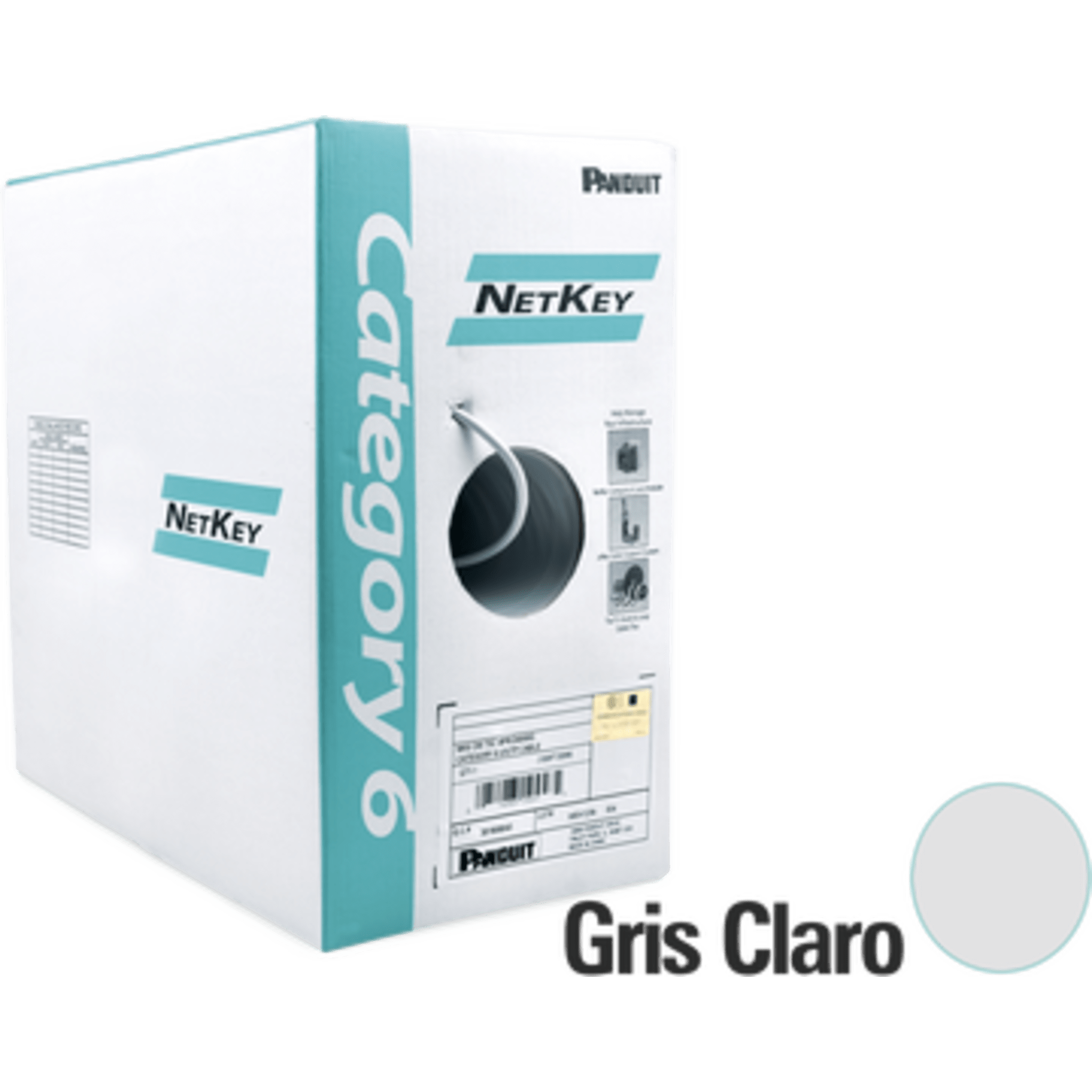 Bobina de Cable UTP 305 Metros (1000 Pies) de Cobre, NetKey, Reelex, Gris, Categoría 6 (24 AWG), 1000Mbps, PVC (CM), de 4 Pares