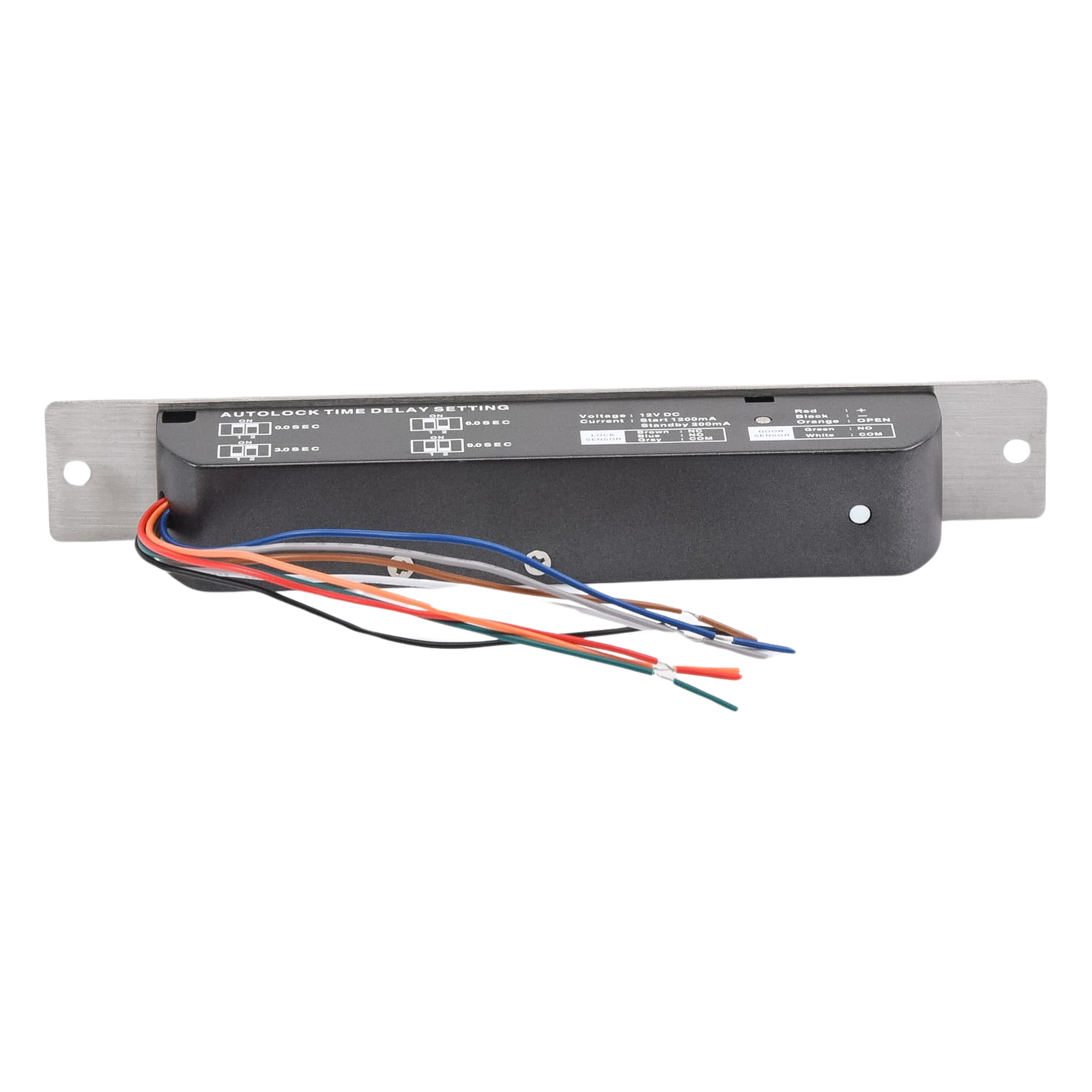 Cerradura de Perno Electromagnética / 2000 kg de Fuerza de Sujeción / Fail Secure / Sensor de Puerta / Retardo Ajustable 0-9 s / Aluminio Anodizado