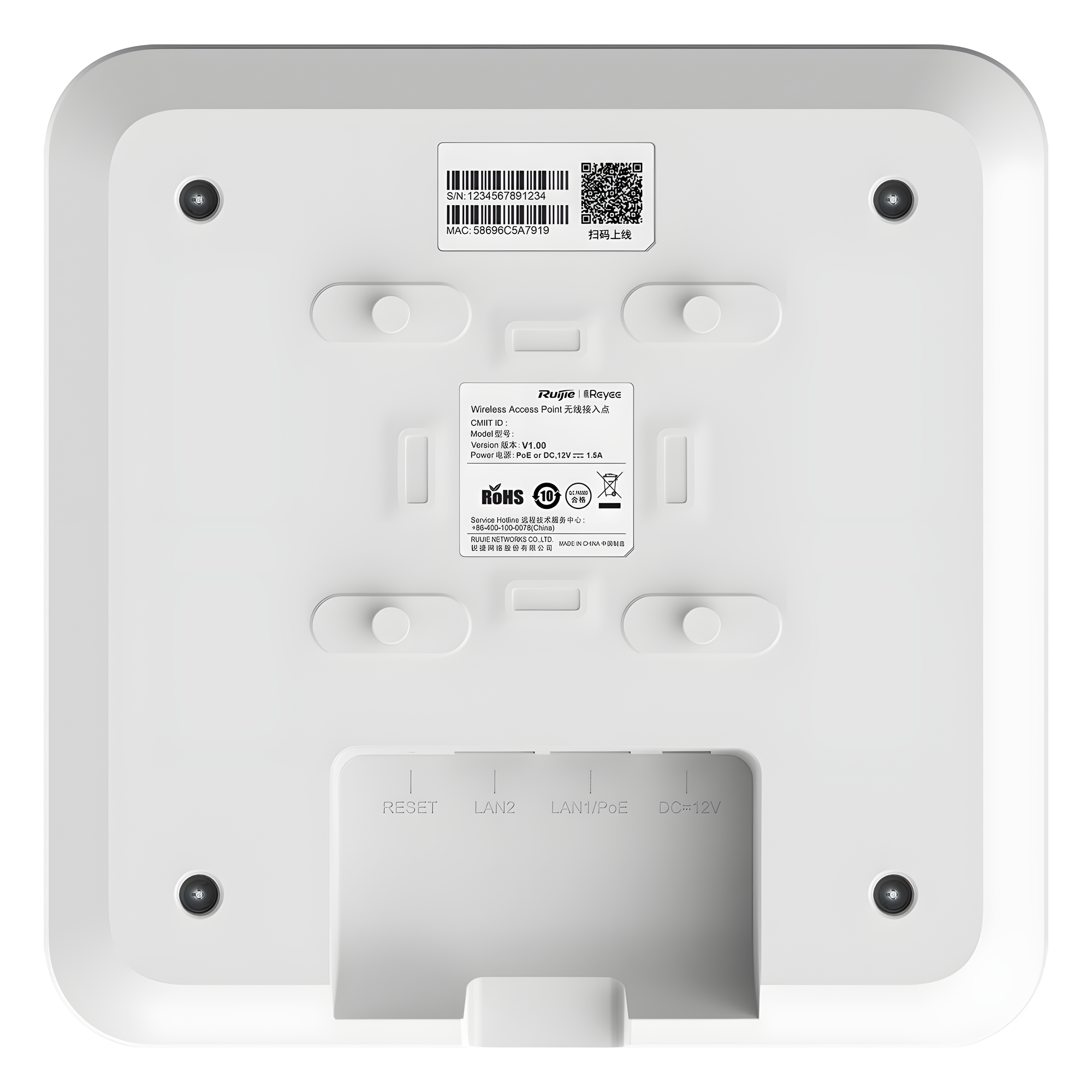 Punto de Acceso Mesh Wi-Fi 6 / 1.7 Gbps / 512 Usuarios / Doble Banda 2.4 y 5 GHz / MU-MIMO 2x2 / Instalación Techo o Pared
