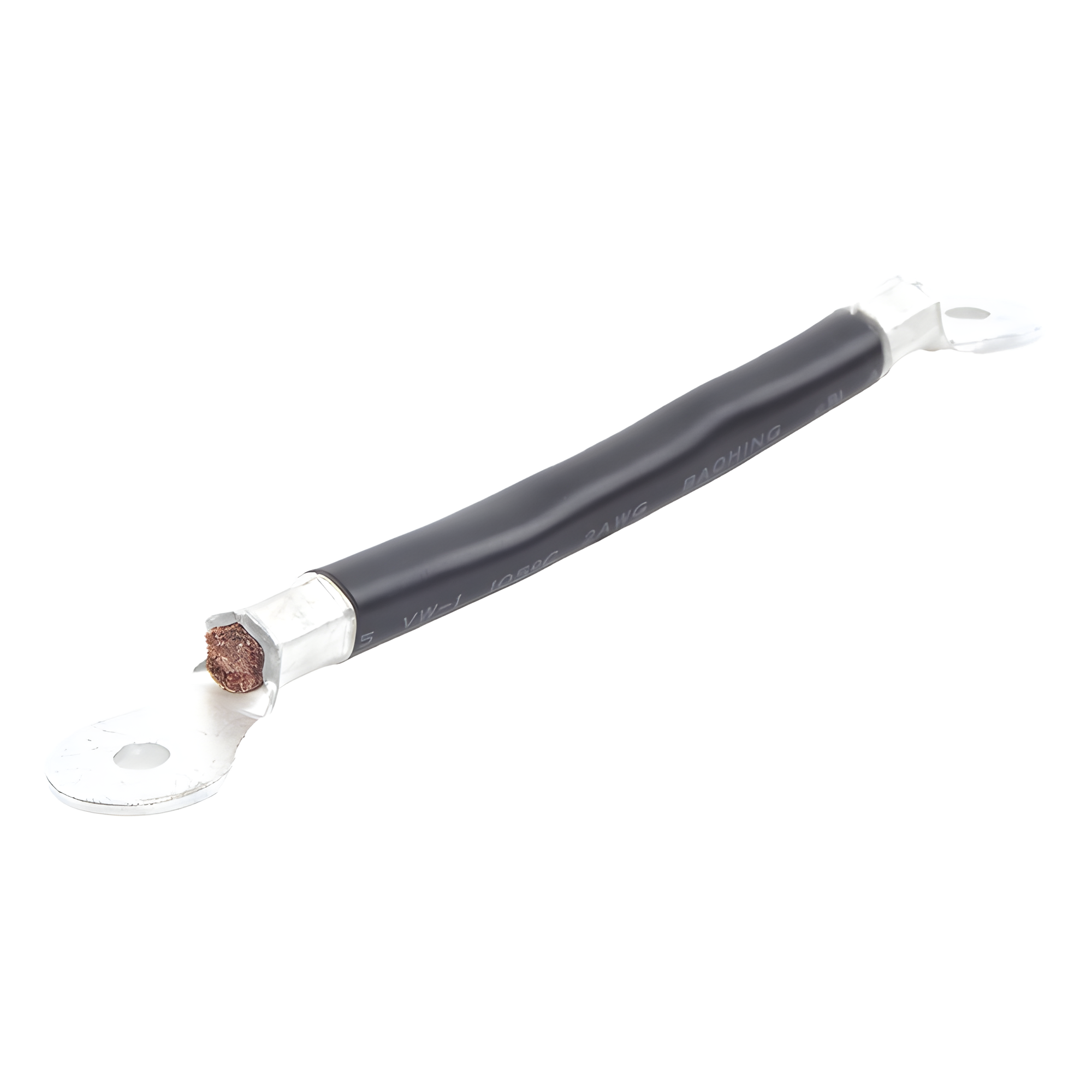 Cable de Batería / Calibre 2 AWG / 0.2 m (0.66 ft) / Terminales de Ojo Doble / Serie o Paralelo / Negro — EPCOM POWERLINE · SKU CBL-AWG2-0.2B