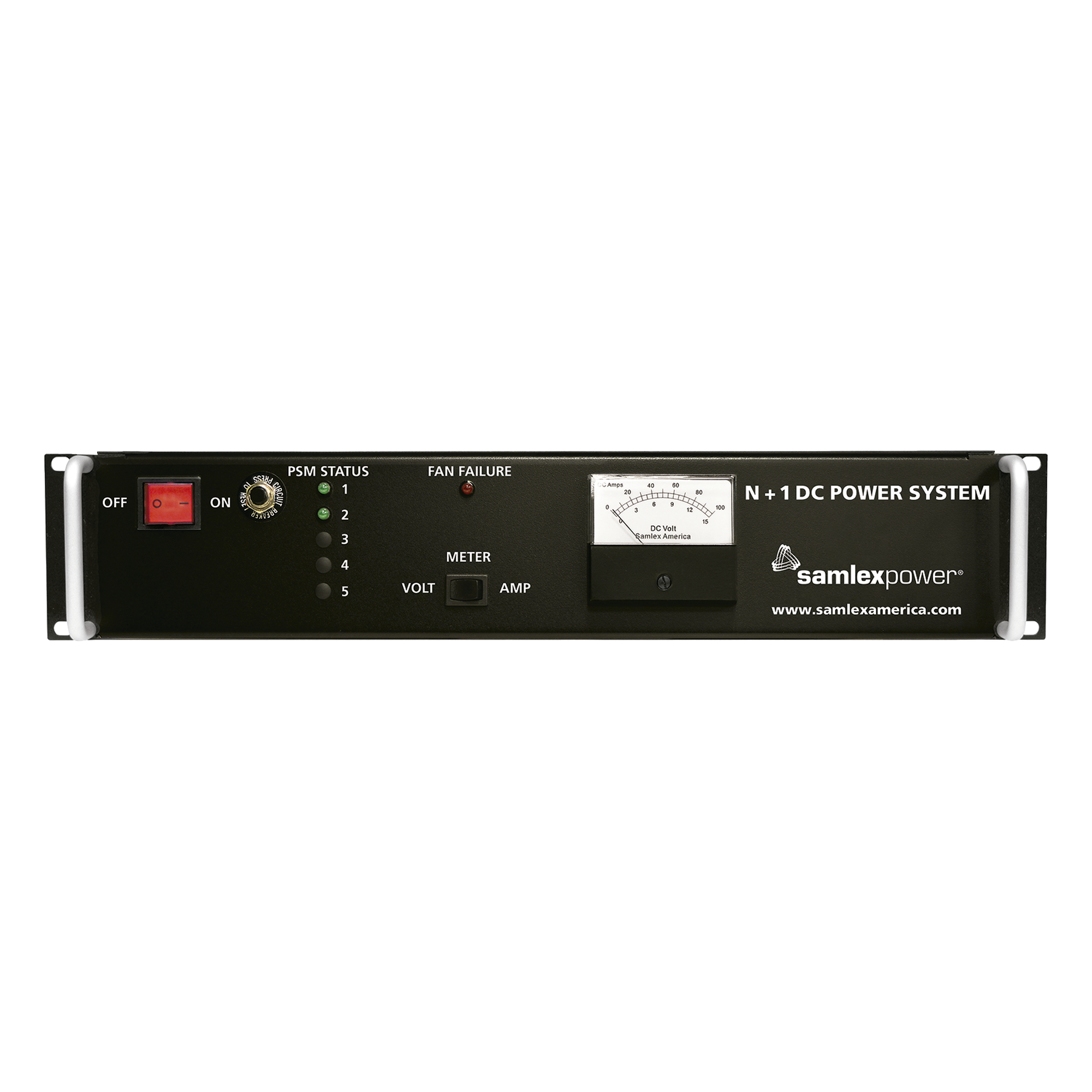 Fuente de Poder Conmutada / 13.8 VCC / 40 A Continua / Rack 19" 2U / Cargador de Baterías 8 A / Escalable 100 A — SAMLEX · SKU SEC-40BRM