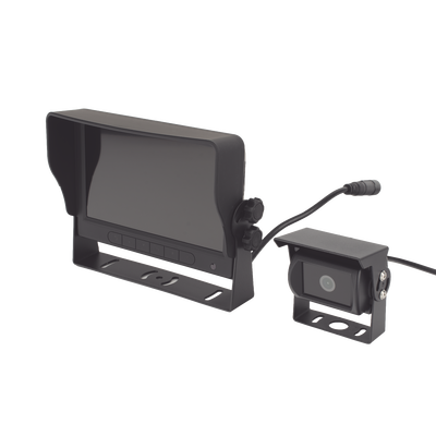 Cámara de Reversa con Monitor / Detección IA de Peatones y Vehículos / HD 720p / IR 18 LED / Expandible a 2 Cámaras / Monitor Táctil