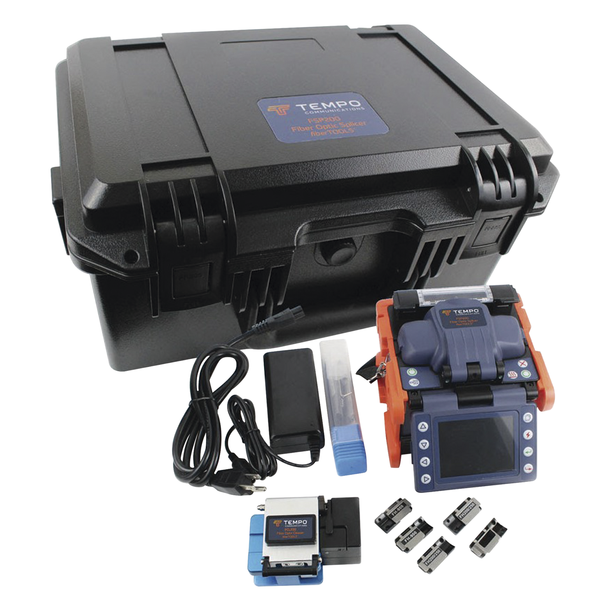 Fusionadora de Fibra Óptica / Alineación por Núcleo con 6 Motores / Pérdida SM 0.02 dB / 200 Ciclos por Carga / FTTx y P2P — TEMPO · SKU FSP200-KIT1