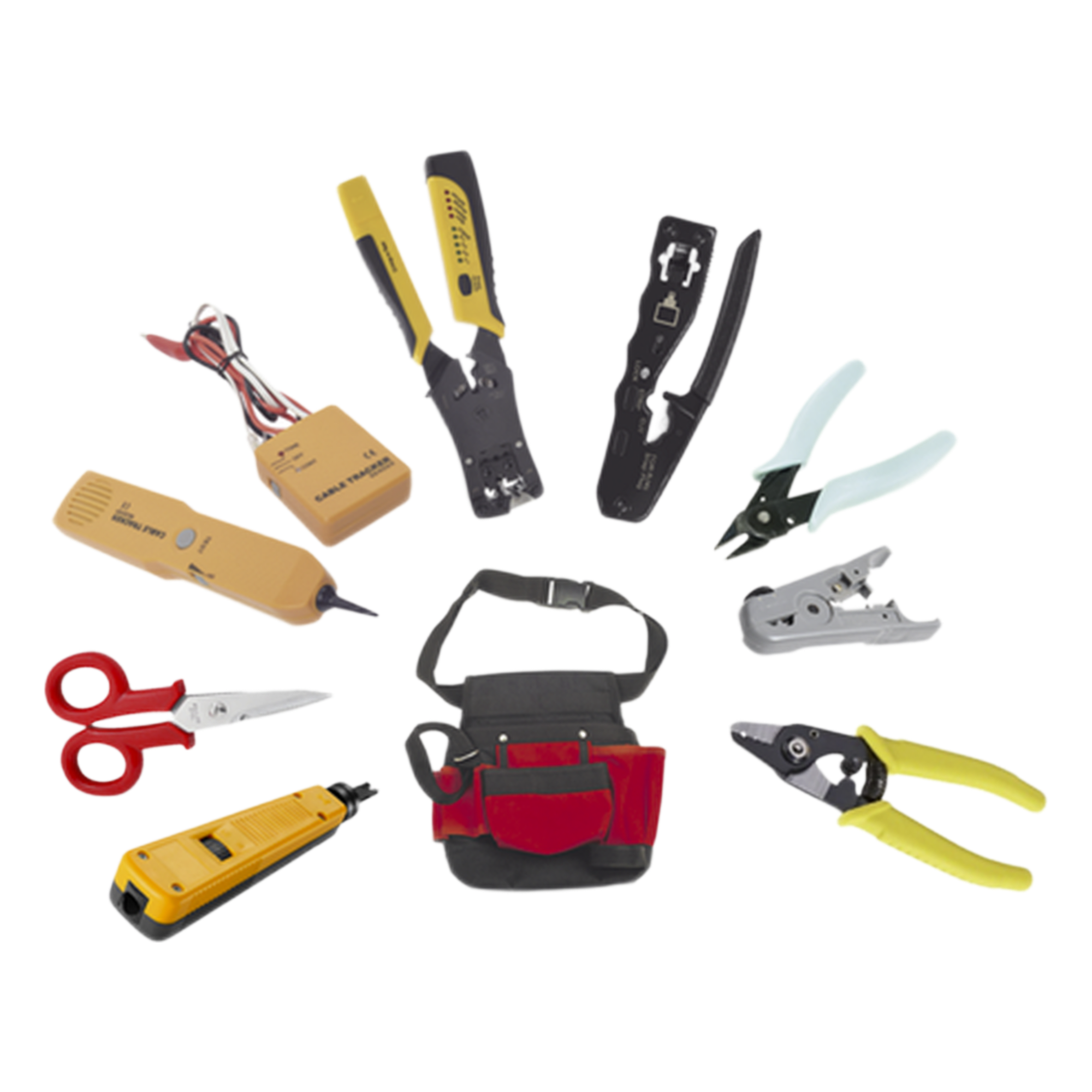 Kit de Herramientas para Instalador de Redes / 9 Piezas / Pinza Pelacables con Probador / Ponchadora Pass Through / Rastreador de Cable / Bolsa 21x11.5x3.4 cm — EPCOM POWERLINE · SKU KITINSTALN3
