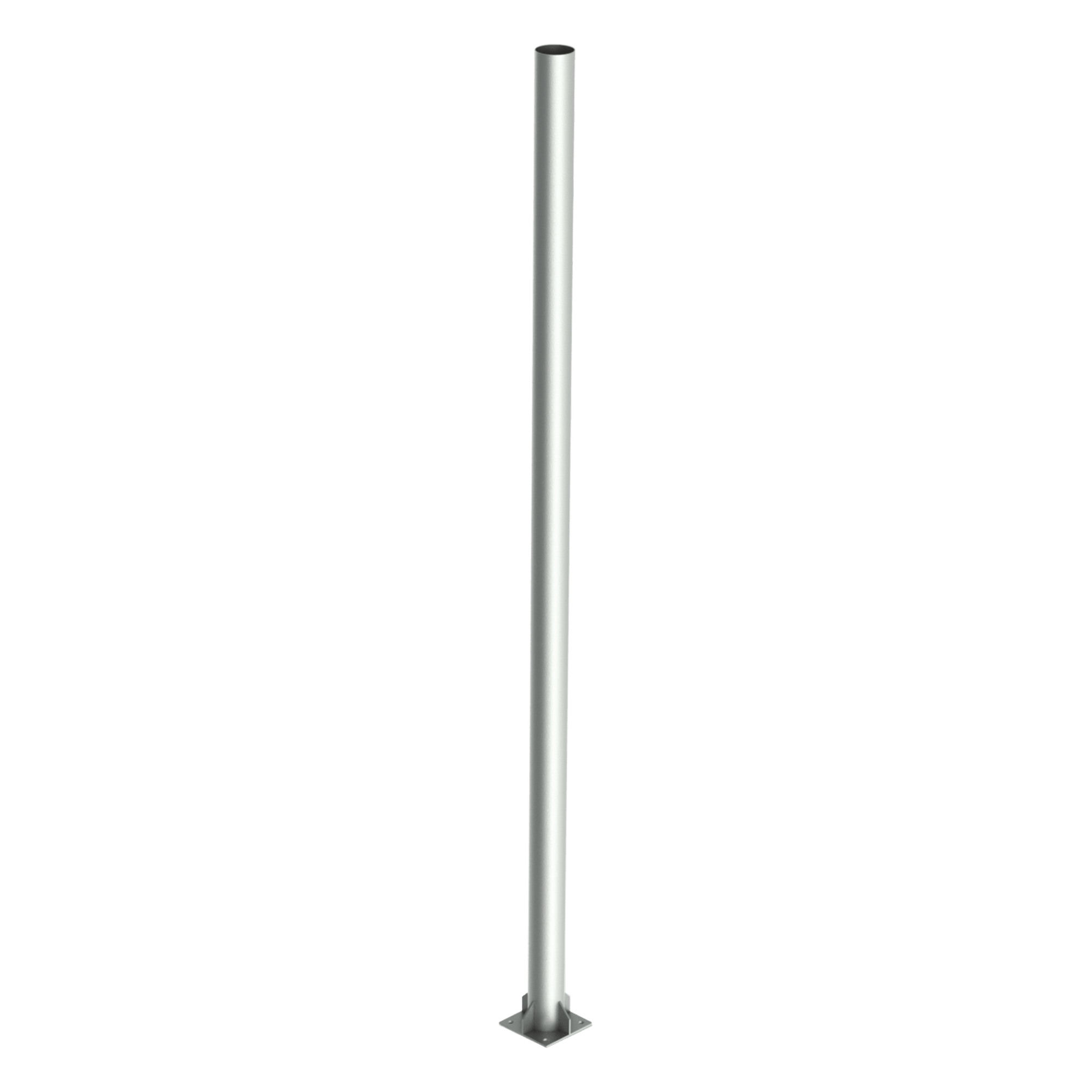Poste Tubular de Acero Galvanizado / 6 m (19.7 ft) de Altura / Carga Máxima 20 kg / Base 30 x 30 cm / Cédula 30 — SYSCOM TOWERS · SKU MSC-30A-6