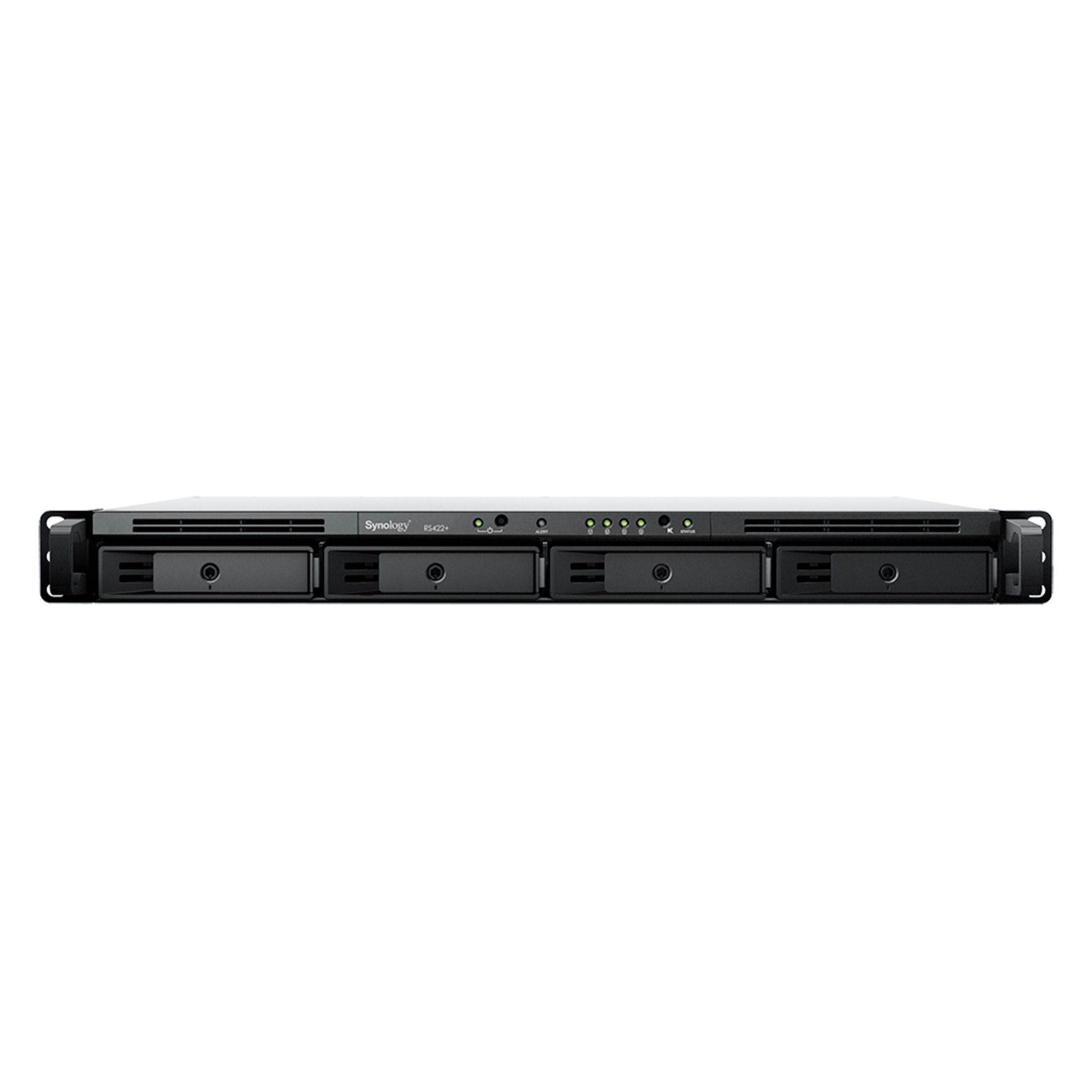 NAS RackStation RS822+ | 4 Bahías | 1U | AMD Ryzen V1500B | 32 GB DDR4 ECC | 4 Puertos 1GbE | Expansión PCIe | Compatible con SSD NVMe | Sistema Operativo Synology DSM.