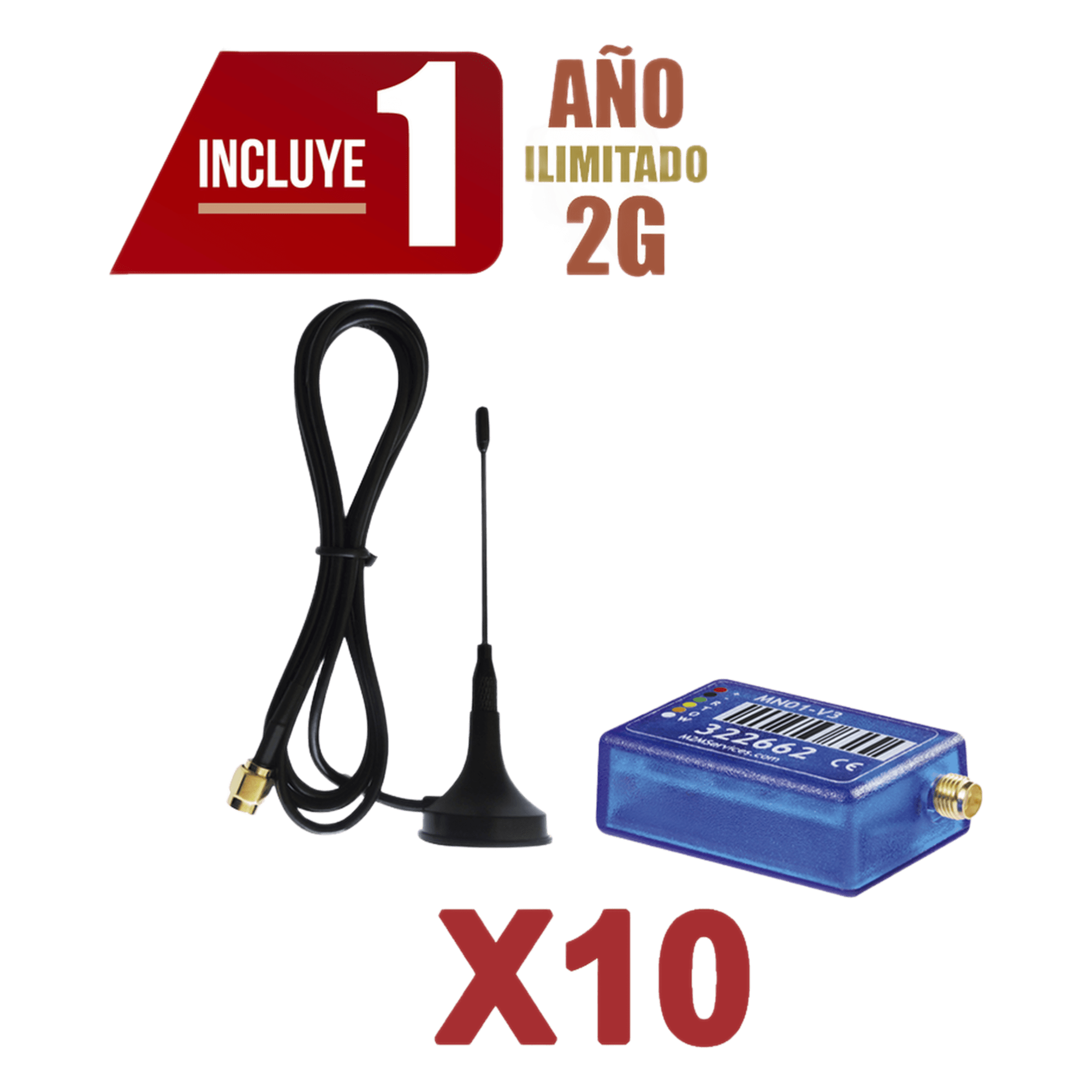 Comunicador de Alarma / 2G / 10 Unidades / App Remota / 100 Usuarios / 3x4.5x1.5 cm — M2M SERVICES · SKU KIT10MINI012G