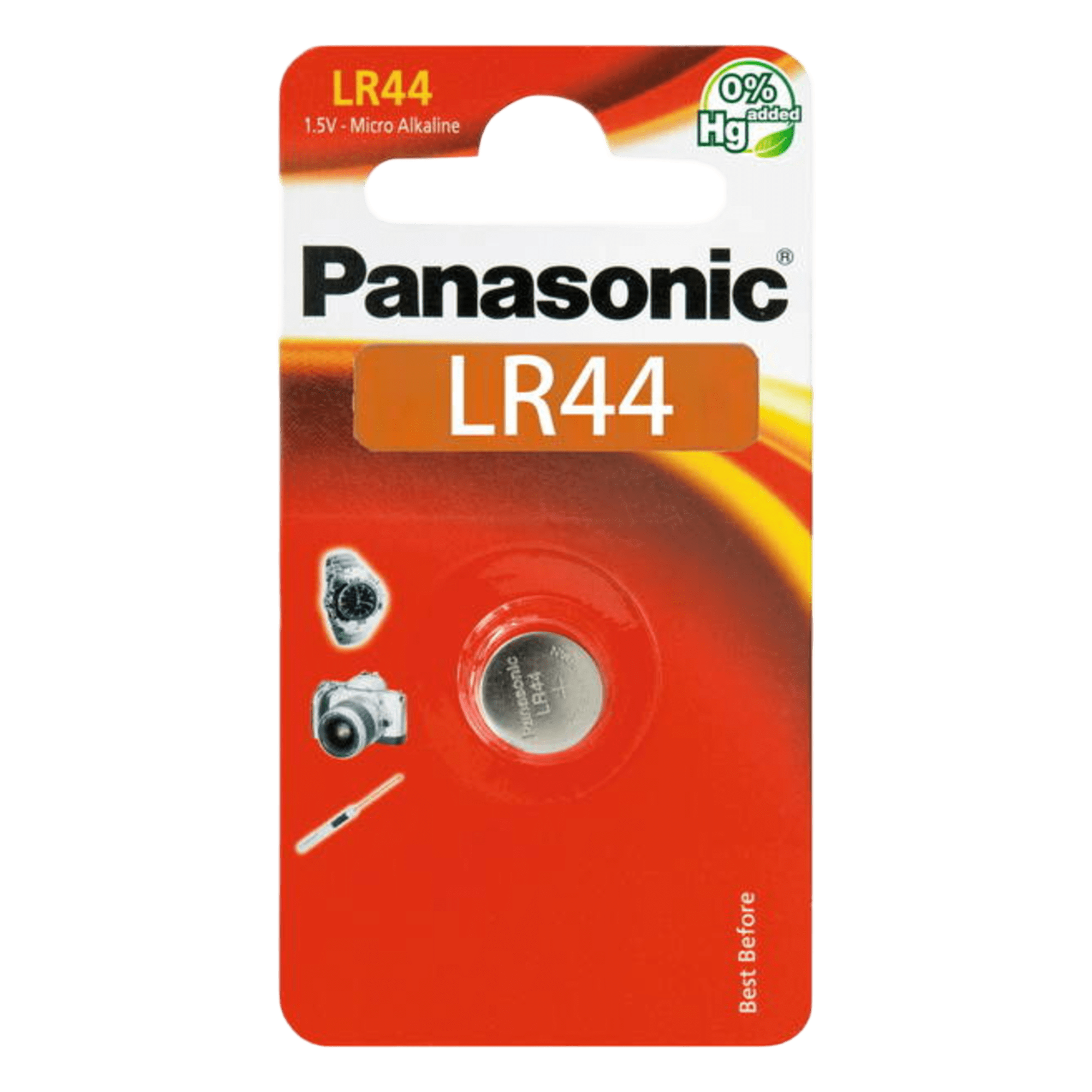 Batería Alcalina de Botón / 1.5 V / 110 mAh / LR44 / Acero Inoxidable Semihermético — PANASONIC · SKU LR44PL