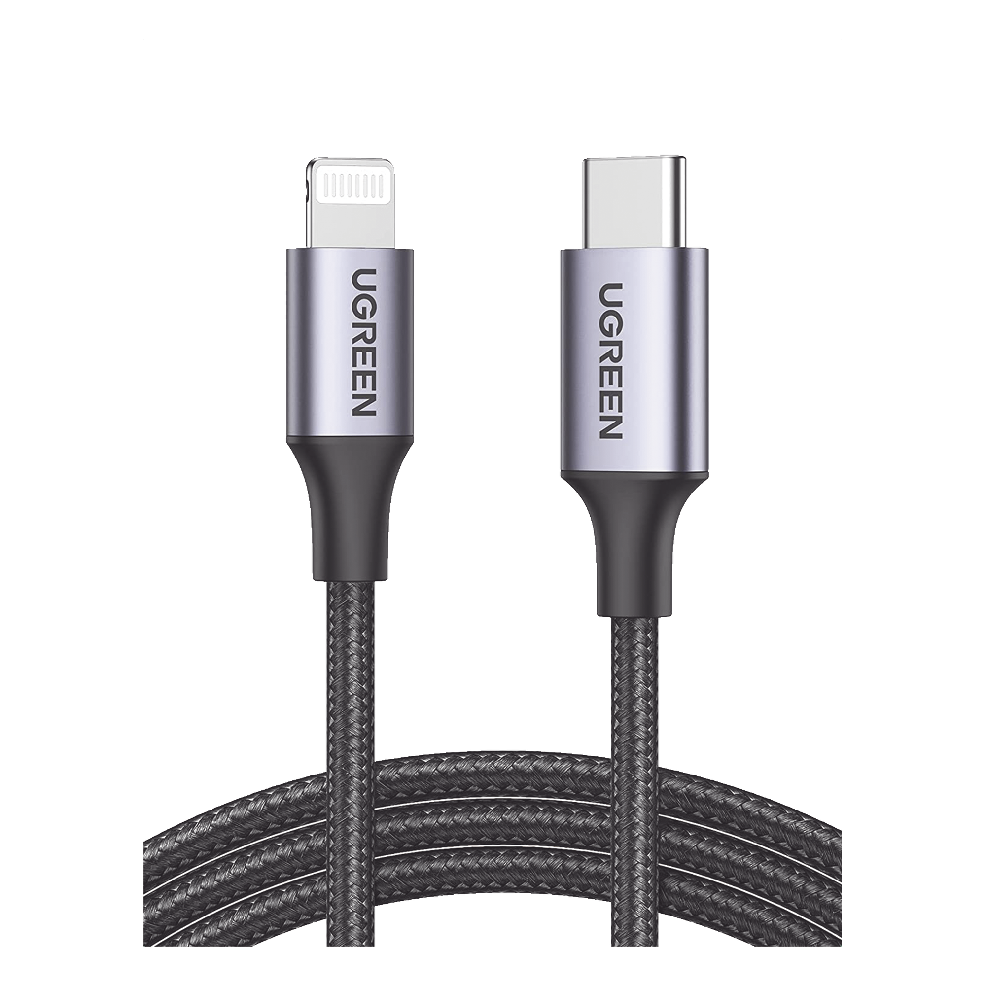 Cable USB-C a Lightning / 1 Metro (3.28 Pies) / Certificado MFi / Carga Rápida 60W / 480 Mbps / Nylon Trenzado / Aluminio — UGREEN · SKU 60759