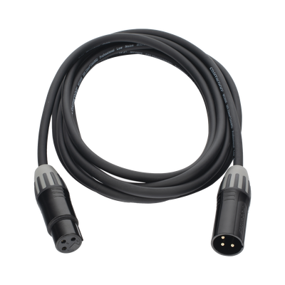 Cable XLR | 3 polos | Conector Hembra-Macho | Serie M | Carcasa Negra | Contactos Dorados | Ideal para Microfonía | Longitud 3m