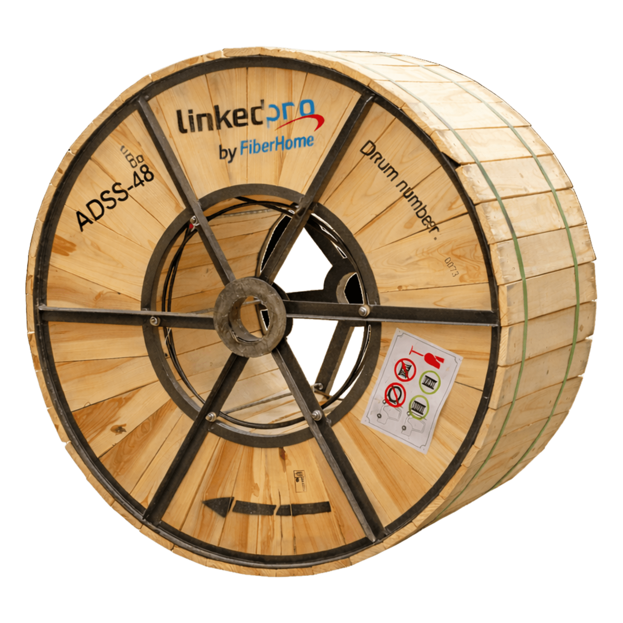 Cable de Fibra Óptica ADSS / Monomodo G.652D / 48 Hilos / Armadura Anti-Roedor / Span 200 m (656.2 ft) / 4 km / Tensión 7000N — LINKEDPRO BY FIBERHOME · SKU OC-ADSS-ARMD-48C/4KM