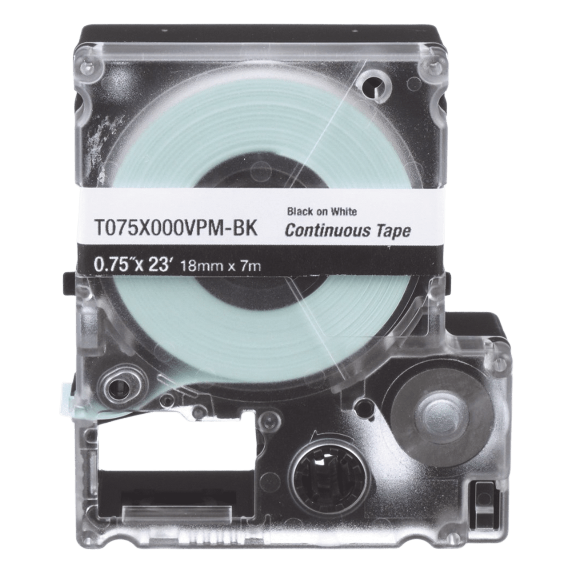 Casete de Etiquetas de Vinilo / Cinta Continua / 18 mm Ancho / 7 m (22.97 pies) Largo / Negro Sobre Blanco / Interior-Exterior — PANDUIT · SKU T075X000VPM-BK