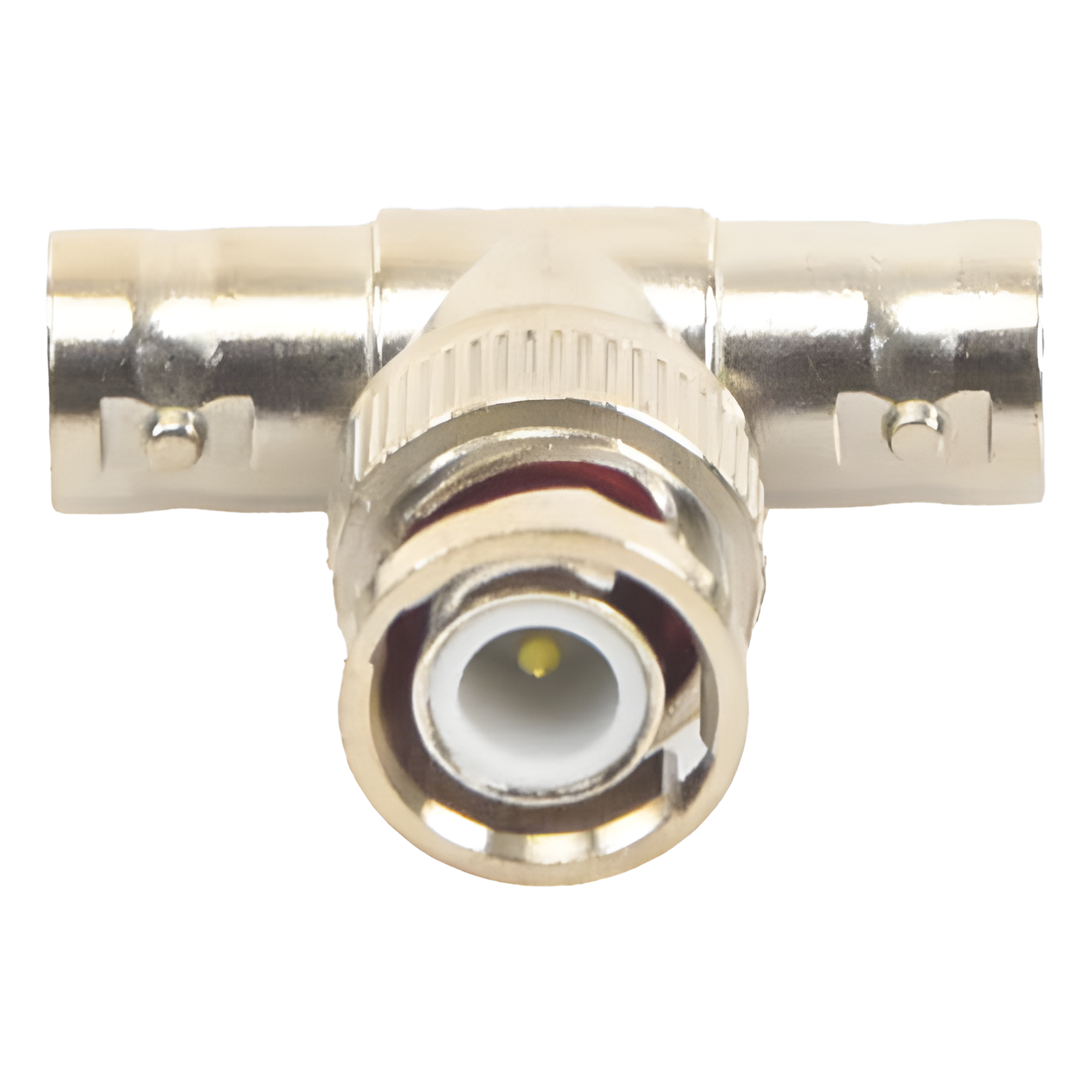 Adaptador Coaxial T / BNC Macho a 2x BNC Hembra / 75 Ohm / Contactos Oro / Aislante Teflón / CCTV Profesional