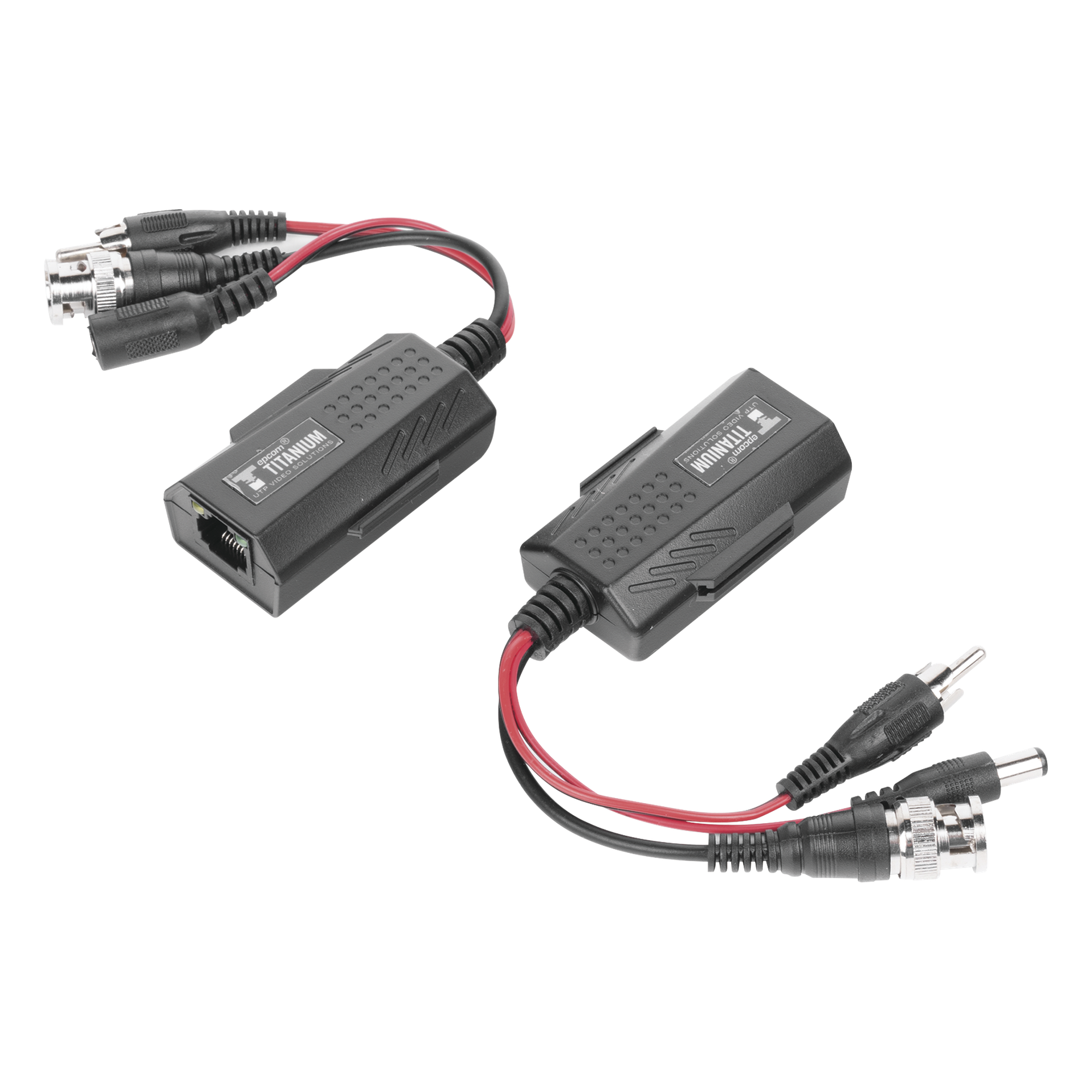 Kit de Transceptores Activos / Transmisión 4K / 150 m (492.1 ft) / Alimentación 12/24 V / Audio y Video por UTP Cat 5e/6 / HD-TVI HD-CVI AHD CVBS — EPCOM TITANIUM · SKU TT-101-PVA-TURBO