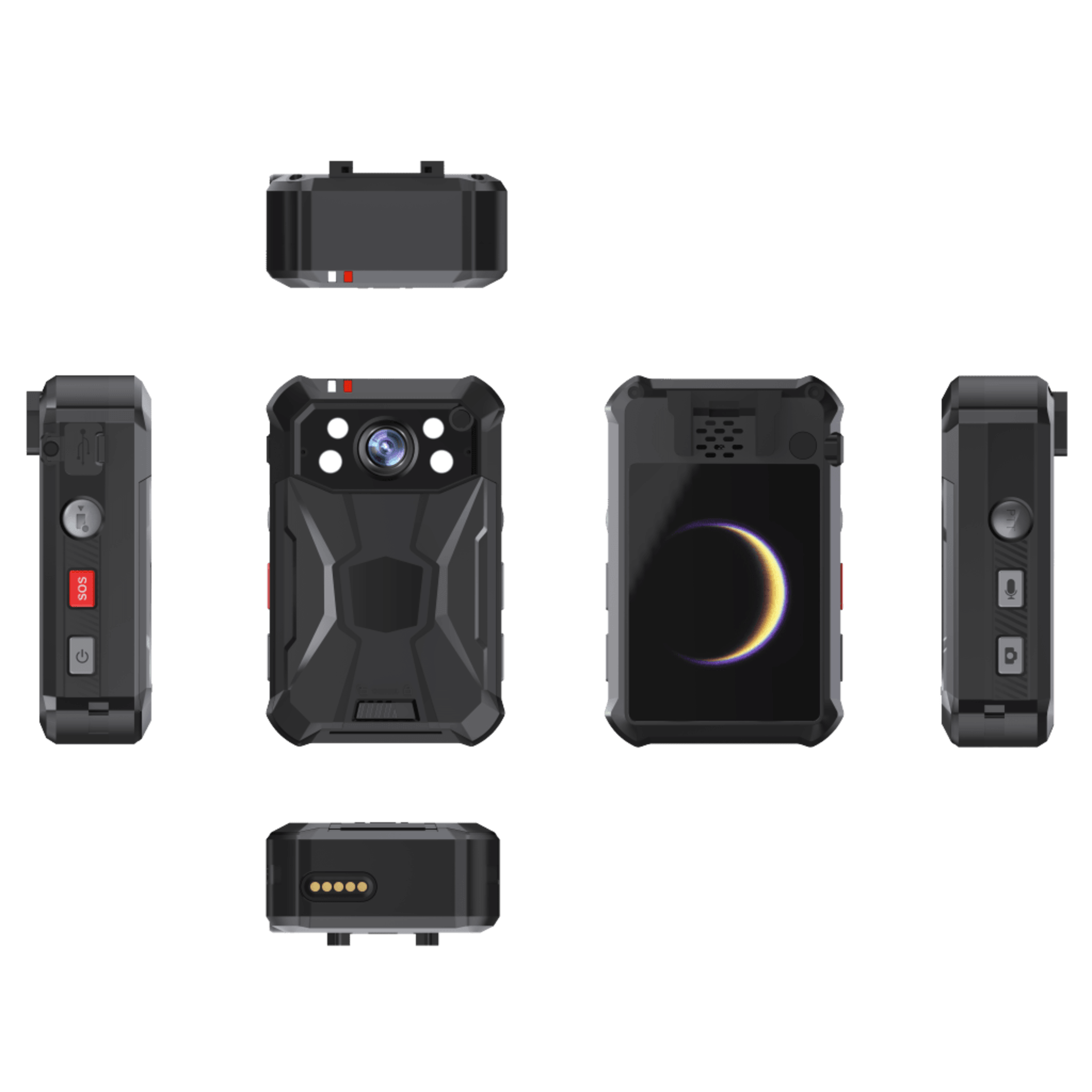 Body Camera Portátil / Grabación a 2K / Pantalla 2.4" LCD / IP68 / H.265 / 64GB de Almacenamiento / GPS / WIFI / 3G y 4G / Fotos de Hasta 40 Megapixel / Micrófono Integrado