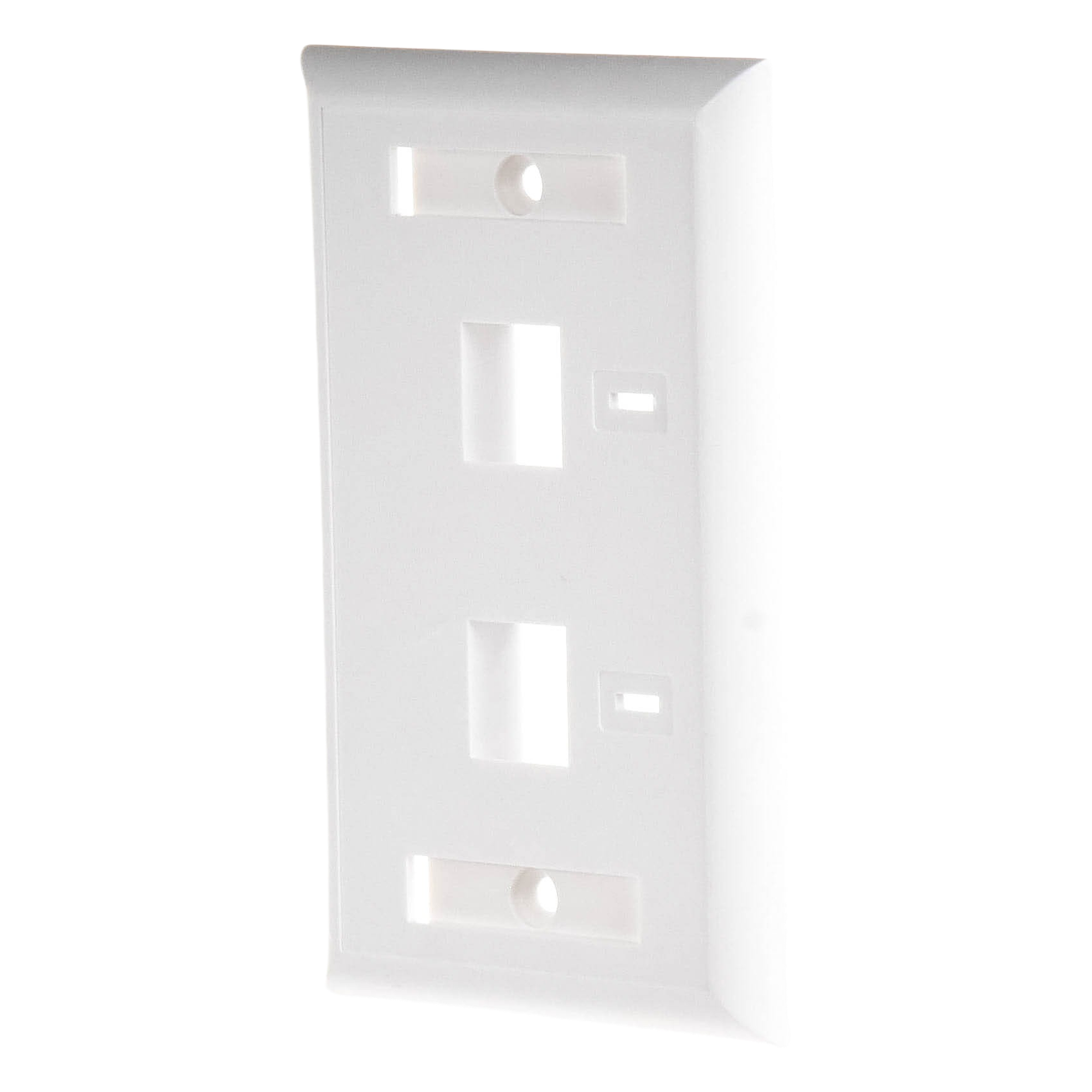 Placa de Pared de 2 Puertos, Keystone, con Espacio para Etiqueta, Color Blanco