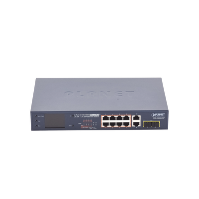 Switch No Administrable 8 Puertos Gigabit con Modo Extender a 250 m,  2 Puertos Uplink 10/100/1000 Mbps, 2 Puertos SFP
