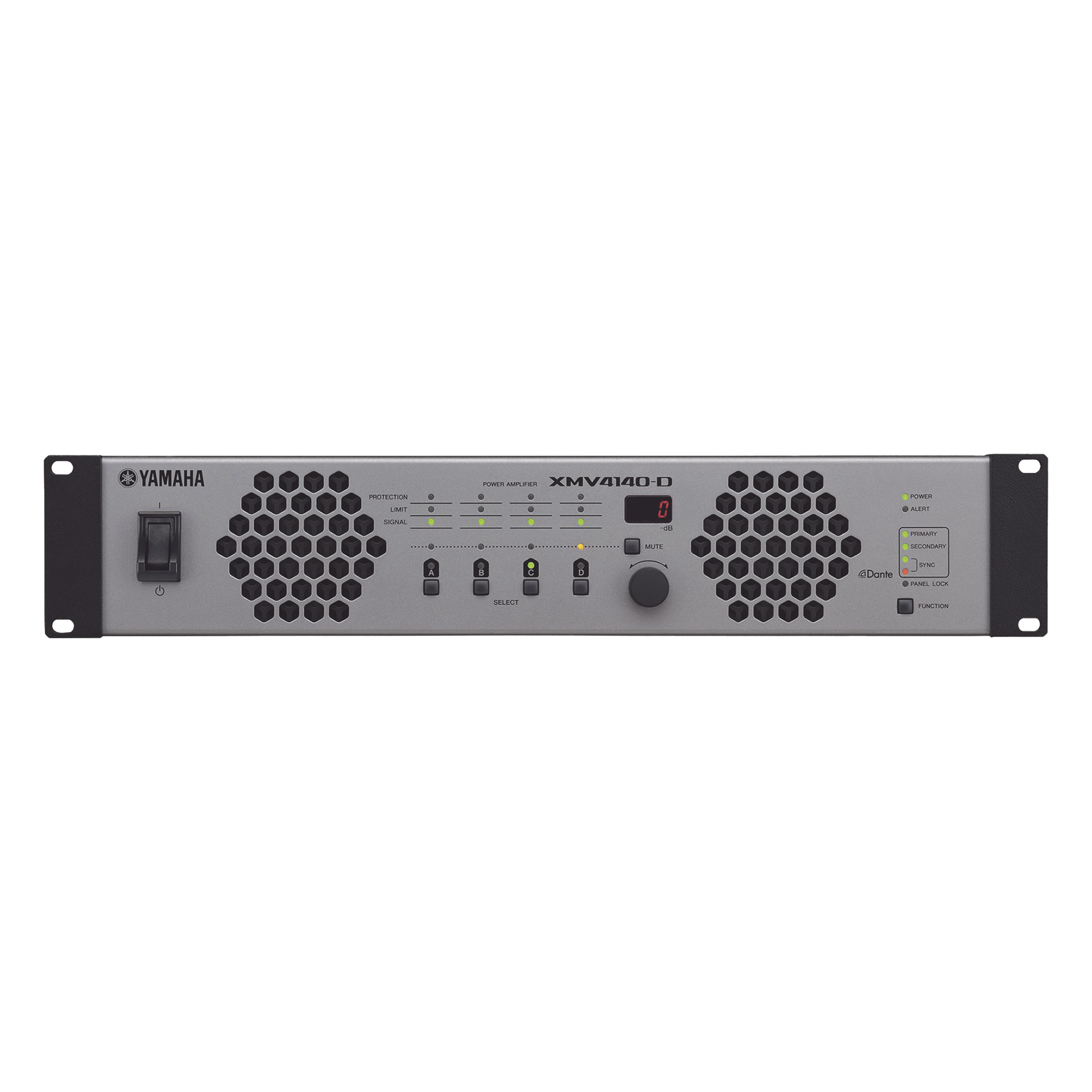 Amplificador Multicanal / 4 Canales / 140W @ 8Ω / 125W @ 100V / Dante y Ethernet / Clase D / Rack 2U — YAMAHA · SKU XMV4140D
