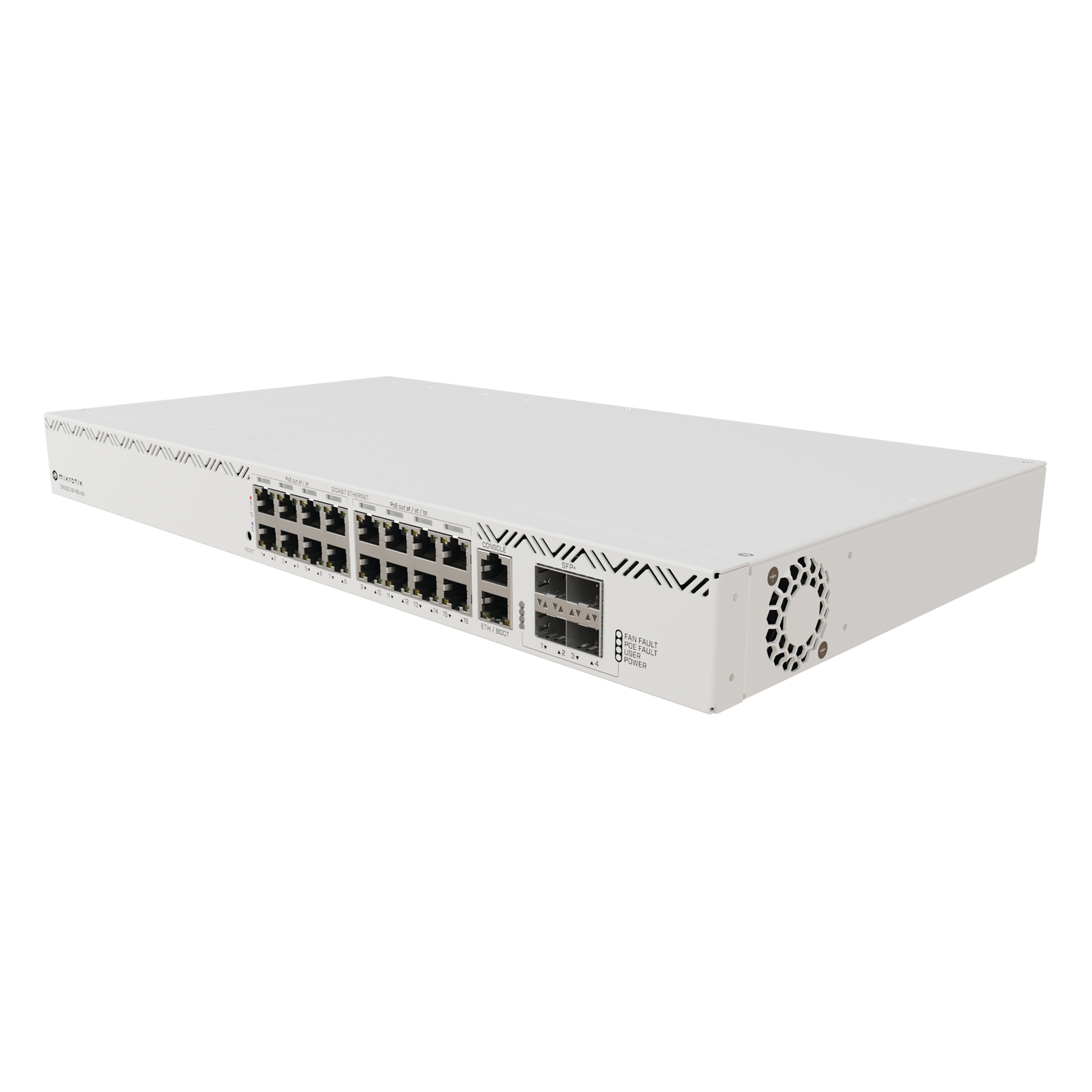 Cloud Router Switch / 16 Puertos / 8 PoE+ y 8 PoE++ / Fuentes Redundantes Hot-Swap / Rackmount — MIKROTIK · SKU CRS320-8P-8B-4S+RM